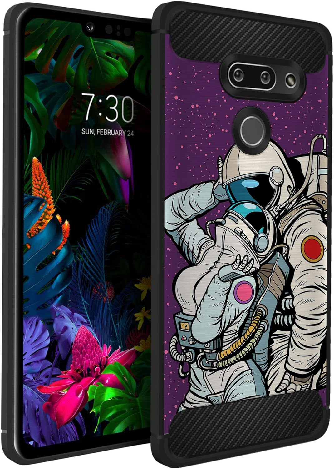 Casesondeck Case Compatible with [LG G8 Thinq/Lg G8] Pictorial Patterned TPU Design Case Flexible Slim and Elegant (Black Retro Control)  CasesonDeck Deep Space Romance  
