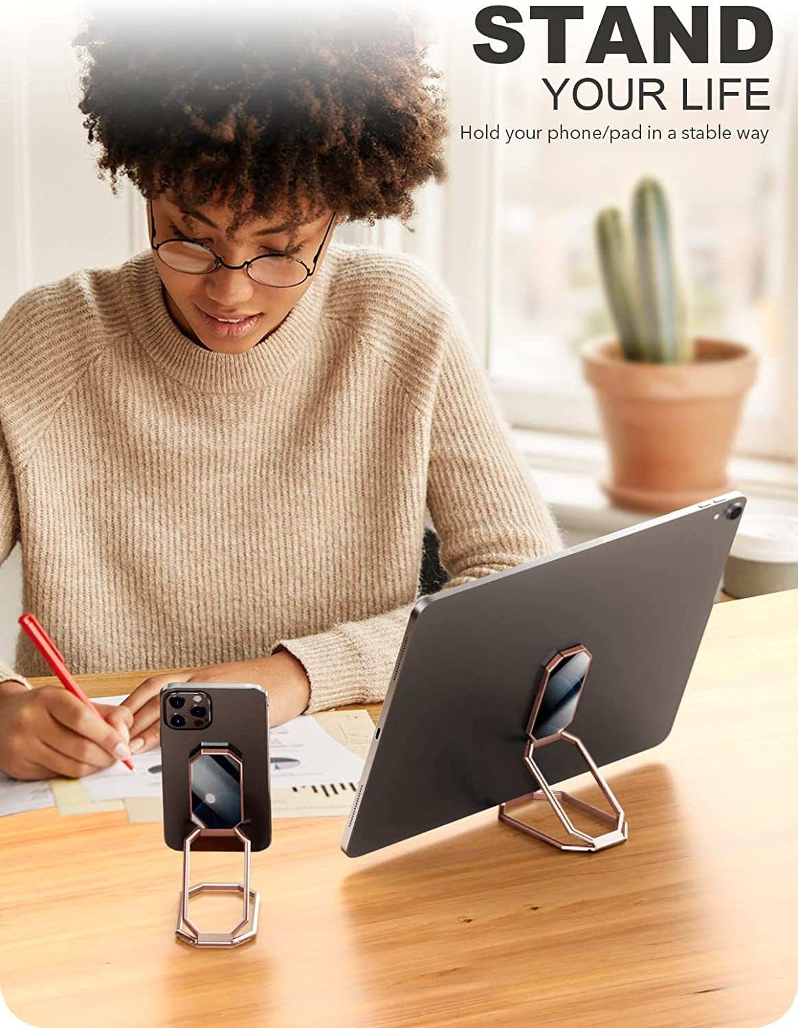 A-Lugei【Foldable & Adjustable】 Cell Phone Ring Holder Finger Kickstand,【Thick Case & Big Phone Friendly】 Cell Phone Holder for Hand, 【Magnetic】 Ring Holder for Cell Phone Grip, Iphone Ring Holder Grip  A-LuGei   