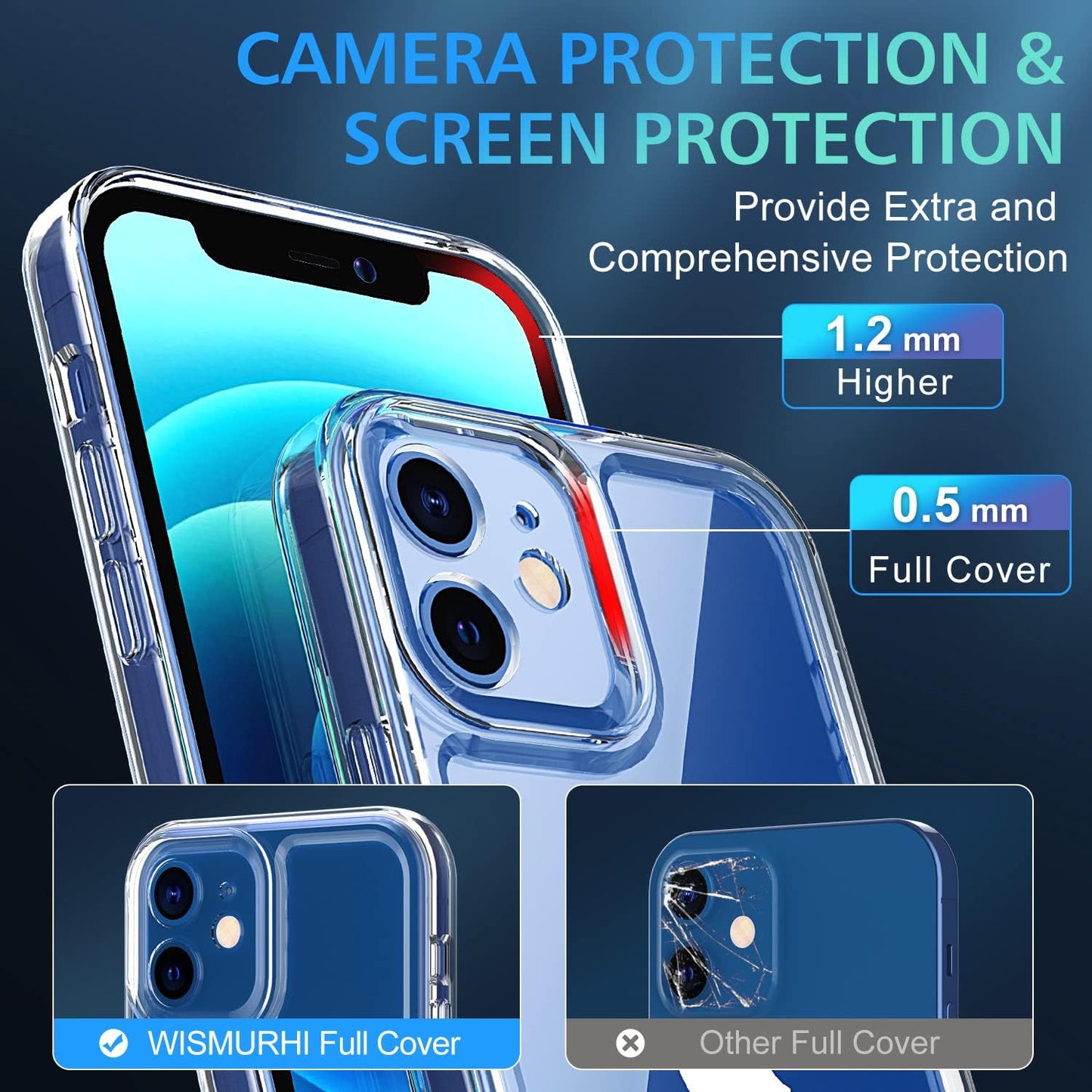 WISMURHI Crystal Clear Case for Iphone 12, [Never Yellow], [Camera Protection], [Magsafe Adaptation], Soft Slim Silicone Phone Cover Case, Shockproof Iphone 12 Case Protective Transparent, 6.1''  WISMURHI   