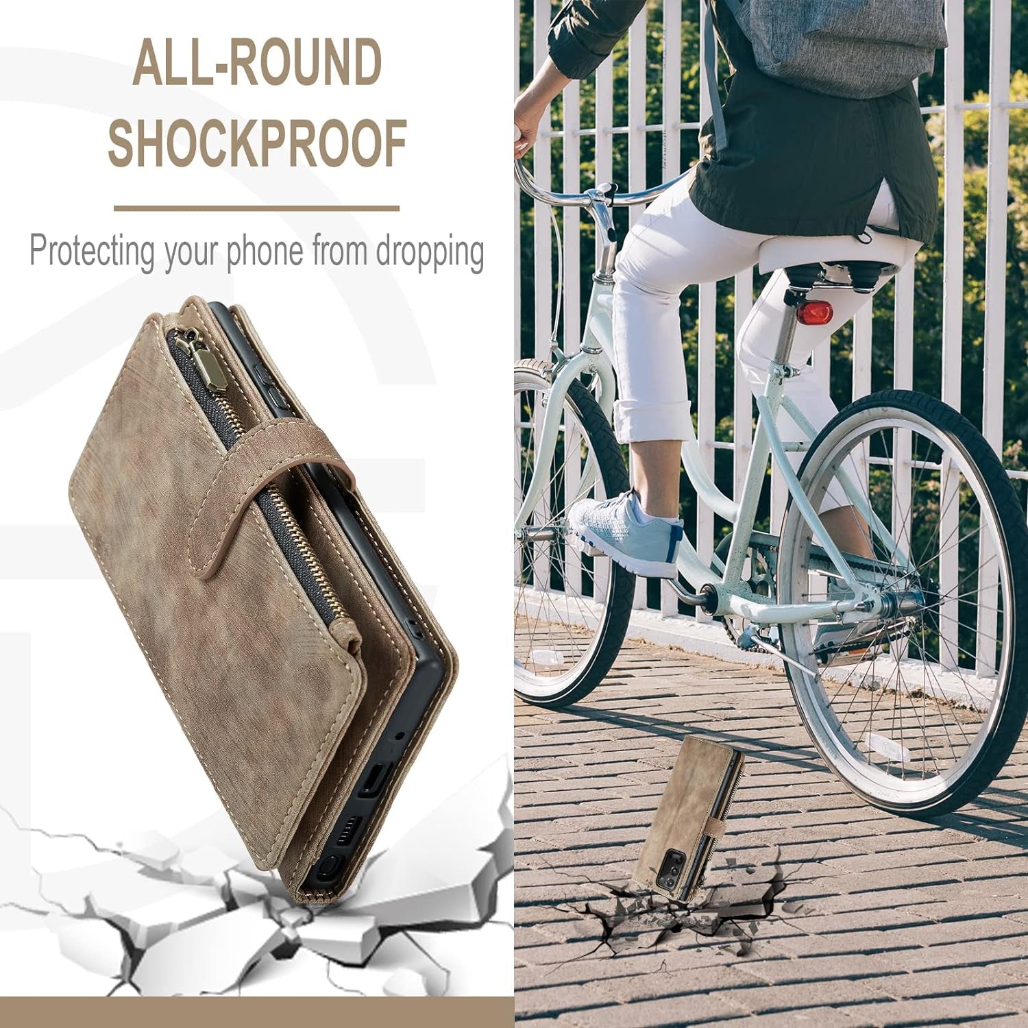 Asuwish Phone Case for Samsung Galaxy Note 20 Glaxay Note20 5G Wallet Cover and Tempered Glass Screen Protector Flip Credit Card Holder Cell Accessories Gaxaly Notes 20S Twenty Not S20 Women Men Brown  Asuwish   