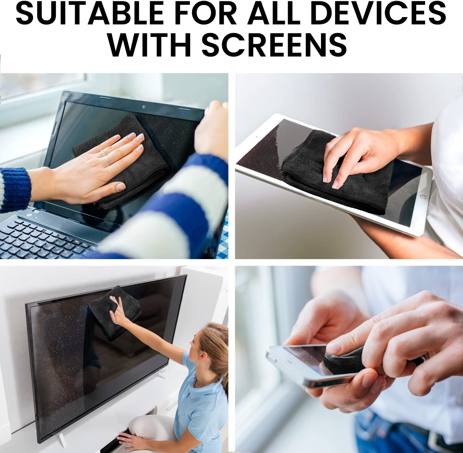 Screen Cleaner Spray (16Oz) - Large Screen Cleaner Bottle - TV Screen Cleaner, Computer Screen Cleaner, for Laptop, Phone, Ipad - Computer Cleaning Kit Electronic Cleaner - Microfiber Cloth Wipes  EVEO   