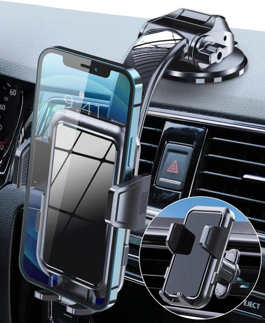 YFYYF Phone Mount for Car Phone Holder Mount for Dashboard Windshield Vent, Military Grade Suction & Metal Hook, Handsfree Stand Cell Phone Holder Car Accessories for Iphone, All Ios & Android Phone  YFYYF   