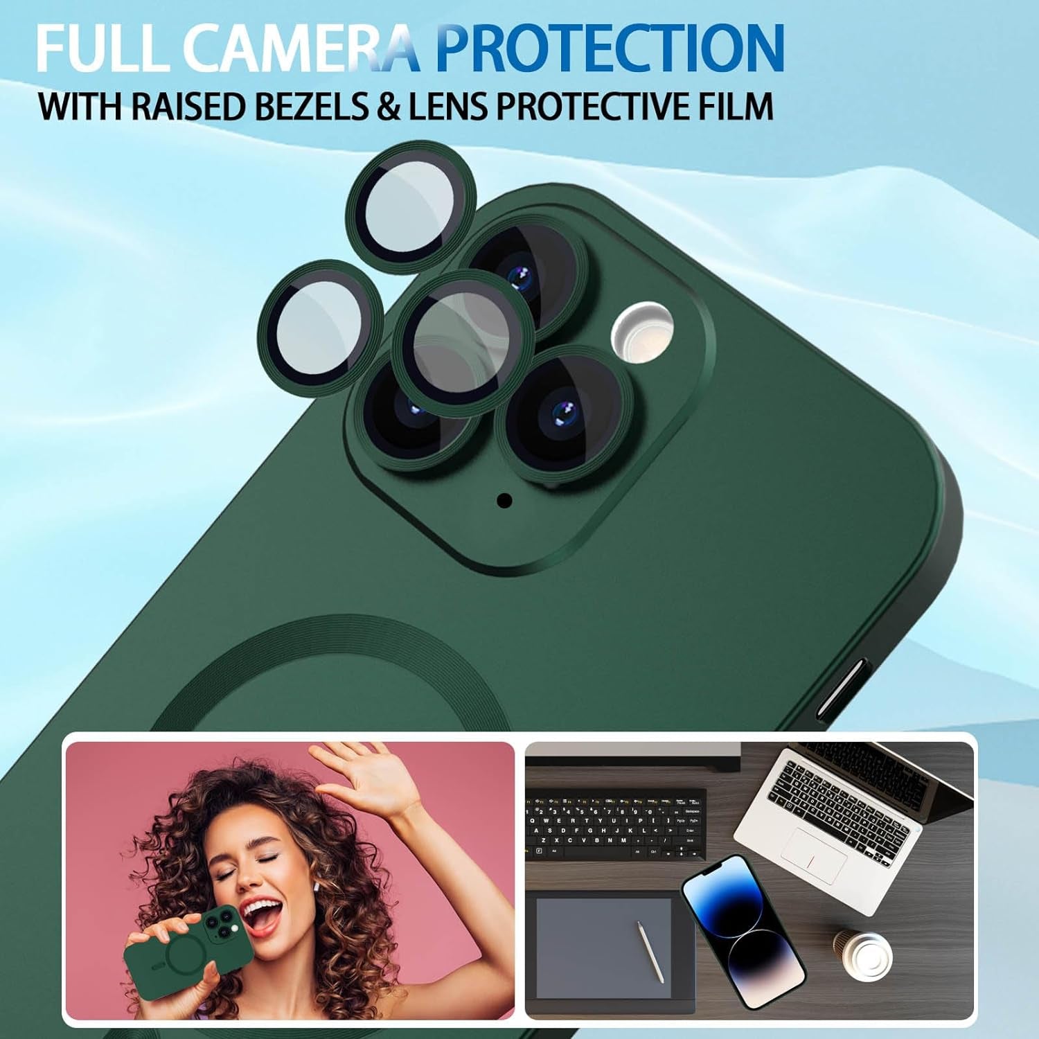 Womdakon Magnetic Case for Iphone 11 Pro Max Phone Case for Women, [Adaptation with Magsafe] Matte Luxury Soft Metallic Luster Design for Iphone 11 Pro Max 6.5'' with Camera Protector-Green  Womdakon   