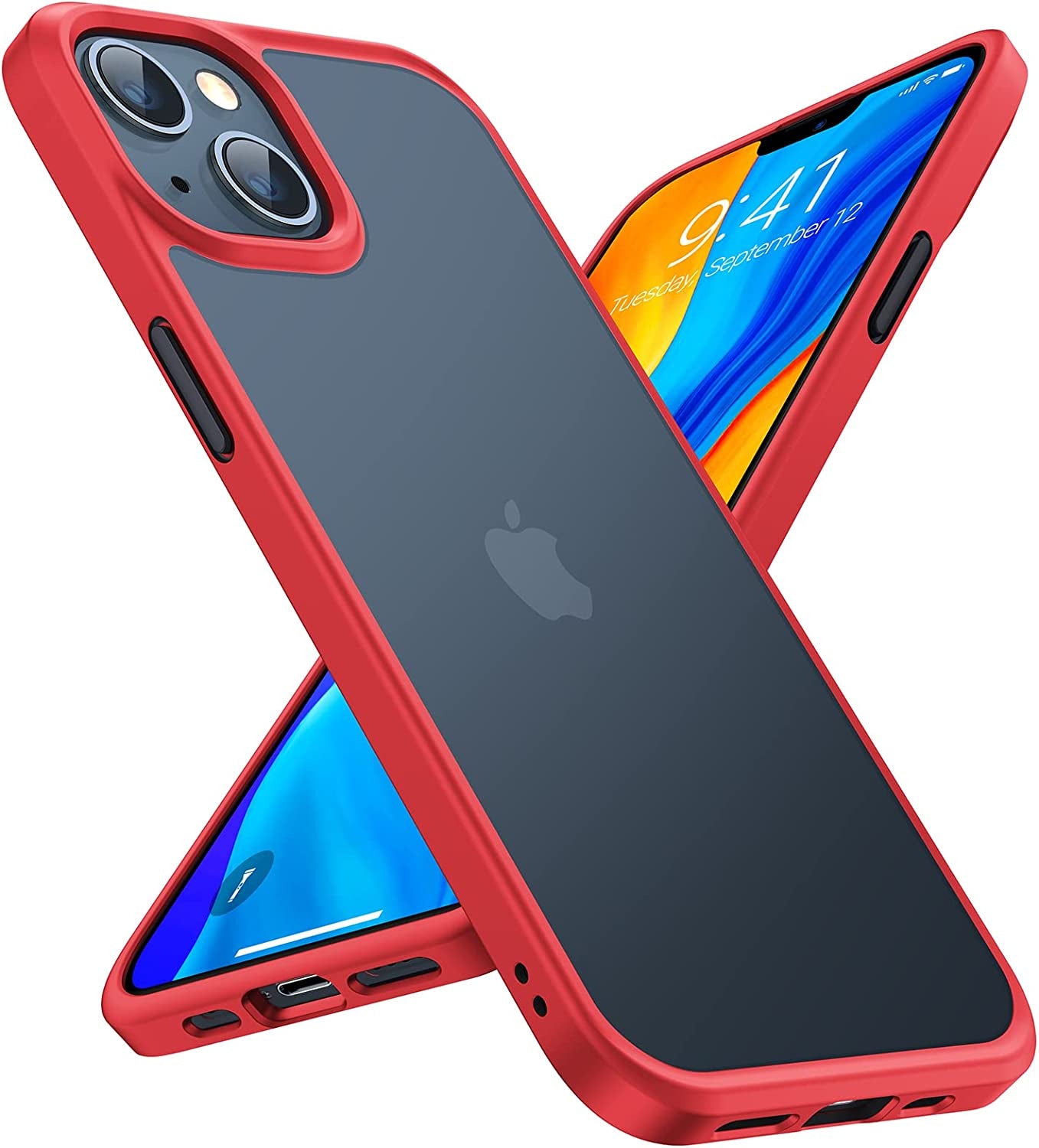 TORRAS Designed for Shockproof Iphone 13 Case/Iphone 14 Case, Military Grade Drop Tested, Shockproof Protective Hard Back Slim Case for Iphone 13 & Iphone 14 Case, Black-Guardian Series  TORRAS Red iPhone 14/13 (6.1'') 