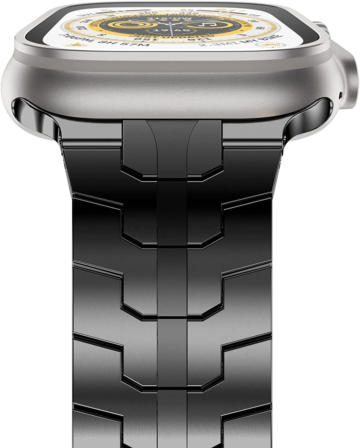 CHANCHY Stainless Steel Band for Apple Watch Ultra Band 49Mm 45Mm 44Mm 42Mm 38Mm 40Mm 41Mm, Metal Strap with Folding Clasp for Apple Watch Series 8 7 6 5 4 3 2 1 SE Men (Black, 49Mm 45Mm 44Mm 42Mm)  CHANCHY   