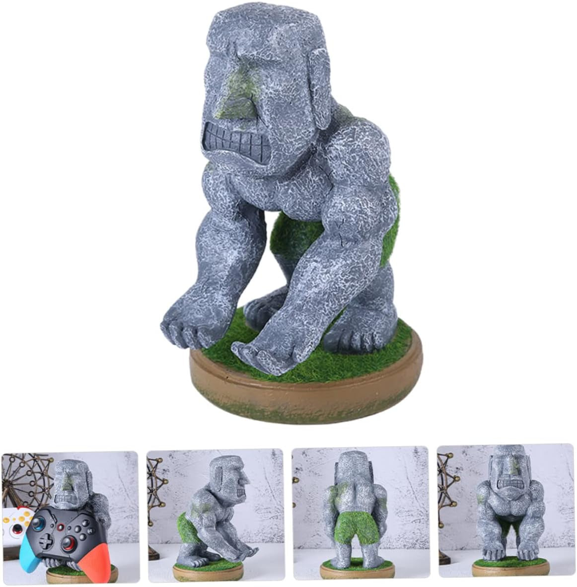 Cabilock 2Pcs Controller Smartphones Ornament Game Gaming Decor Unique Monolith Phone Head Headphone Moai All Accessories Decorative Handle Craft Wear-Resistant Accessory Novel Cell Stone  Cabilock   