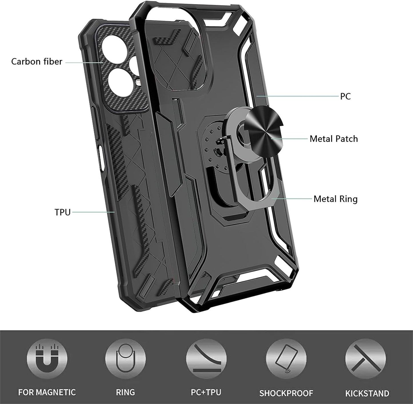 Ysnzaq Case for Xiaomi Redmi Note 12 Pro/Poco X5 Pro, Military Grade Rugged Shockproof Protective Phone Cover with Ring Magnetic Kickstand for Xiaomi Redmi Note 12 Pro/Poco X5 Pro LB Red  Ysnzaq   