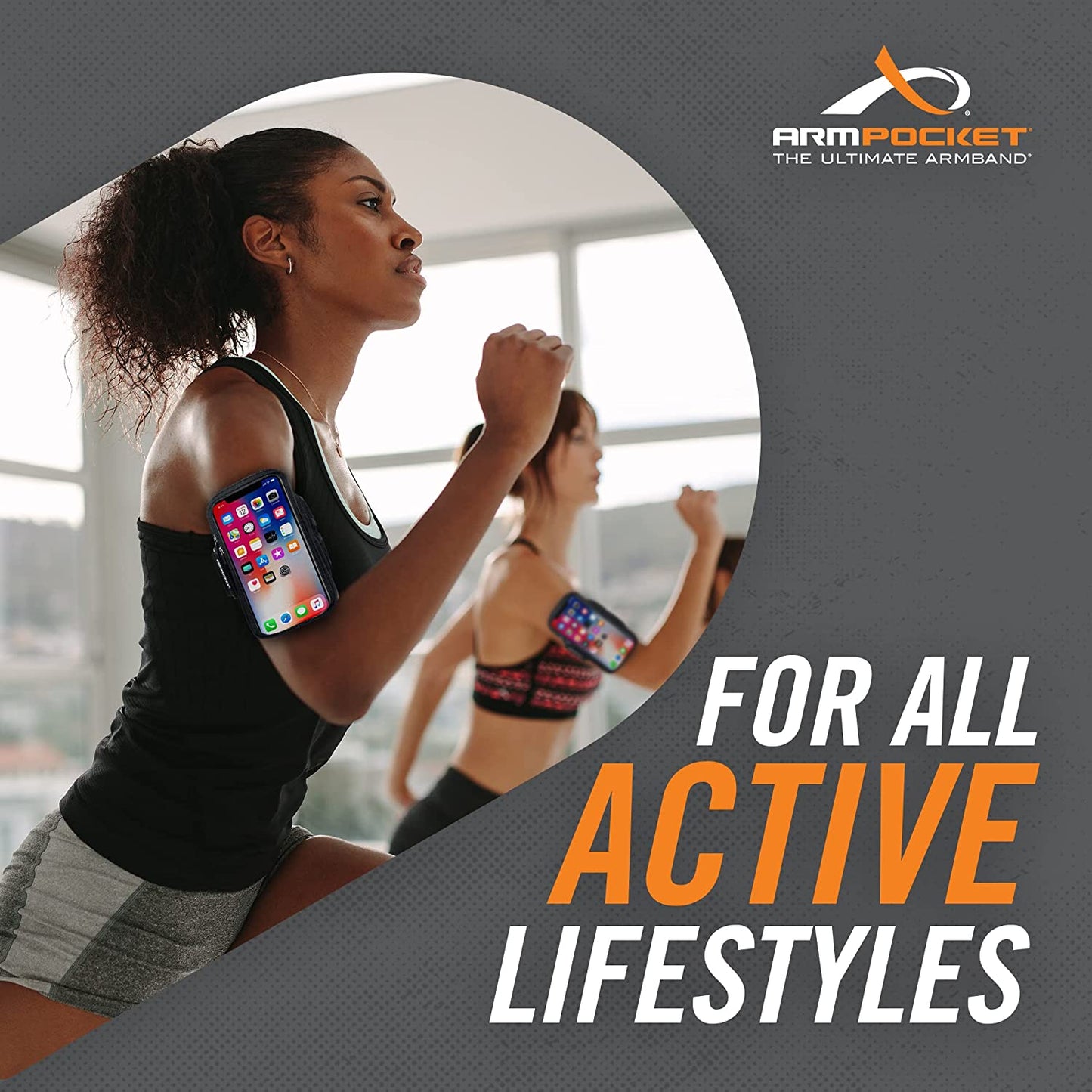 Armpocket X Arm Band, Cell Phone Holder for Walking, Running Phone Holder for Iphone 14, Iphone 11/12/13 Pro, Galaxy S20, Pixel 6A, & Devices without Cases up to 6 Inches, 10 to 15-Inch Black Strap  Armpocket   