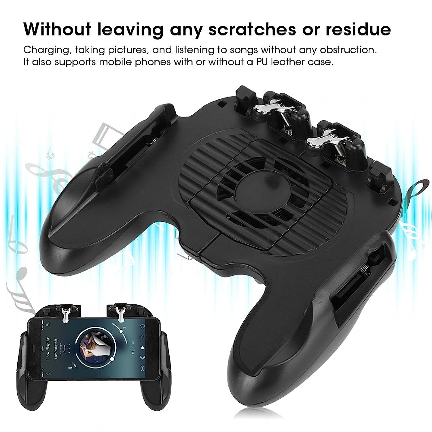 Yunir Gaming Grip, Game Controller with Cooling Fan Gamepad Mobile Controller Trigger Applicable to for and for IOS Smartphones (Handle Holder)  Yunir   