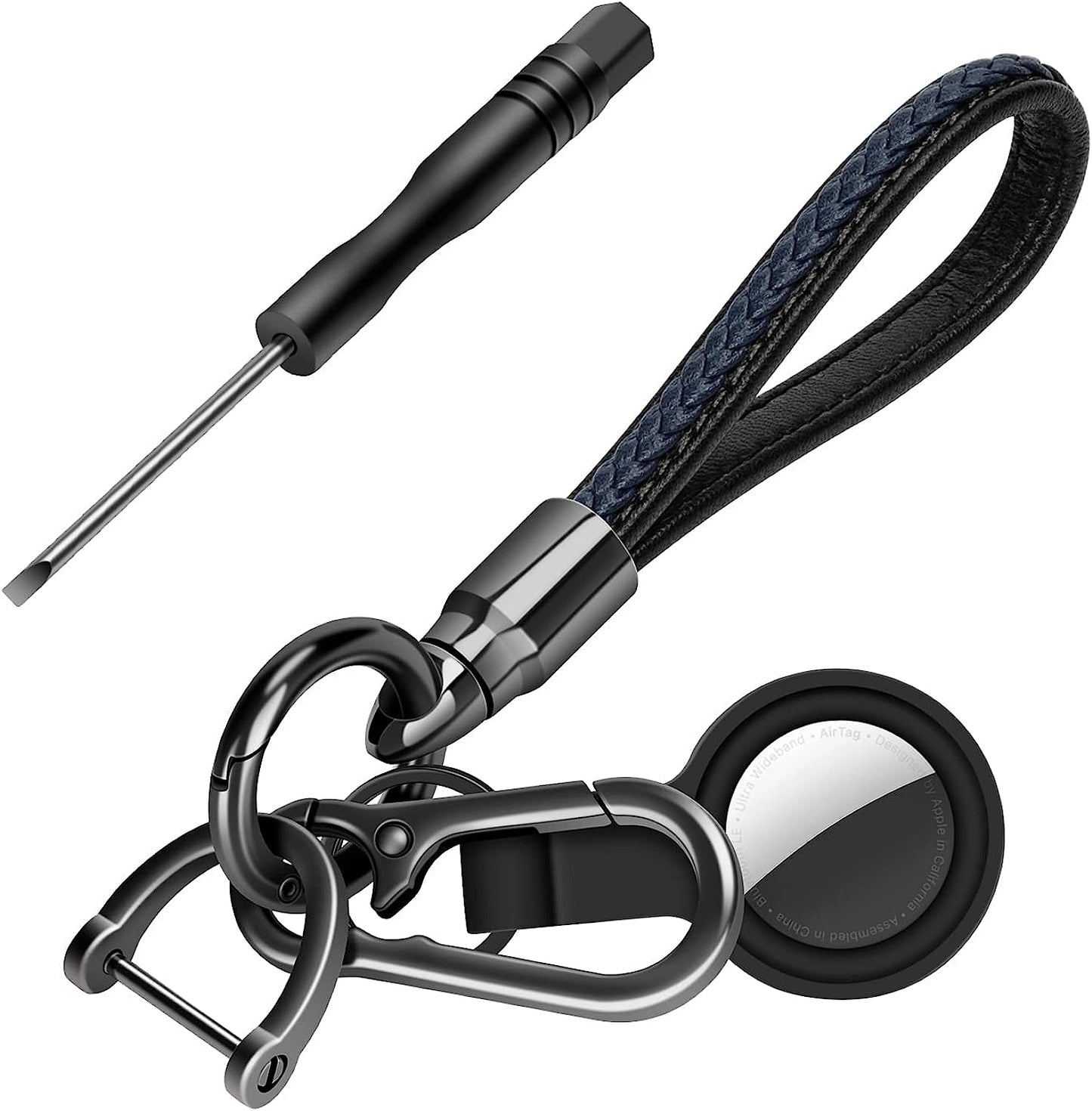 ZUOYOUZ Car Keychain with Airtag Case, Universal Fob Keychain Accessories, Key Chain Holder as Christmas Gift for Women, Men  ZUOYOUZ Black Blue  