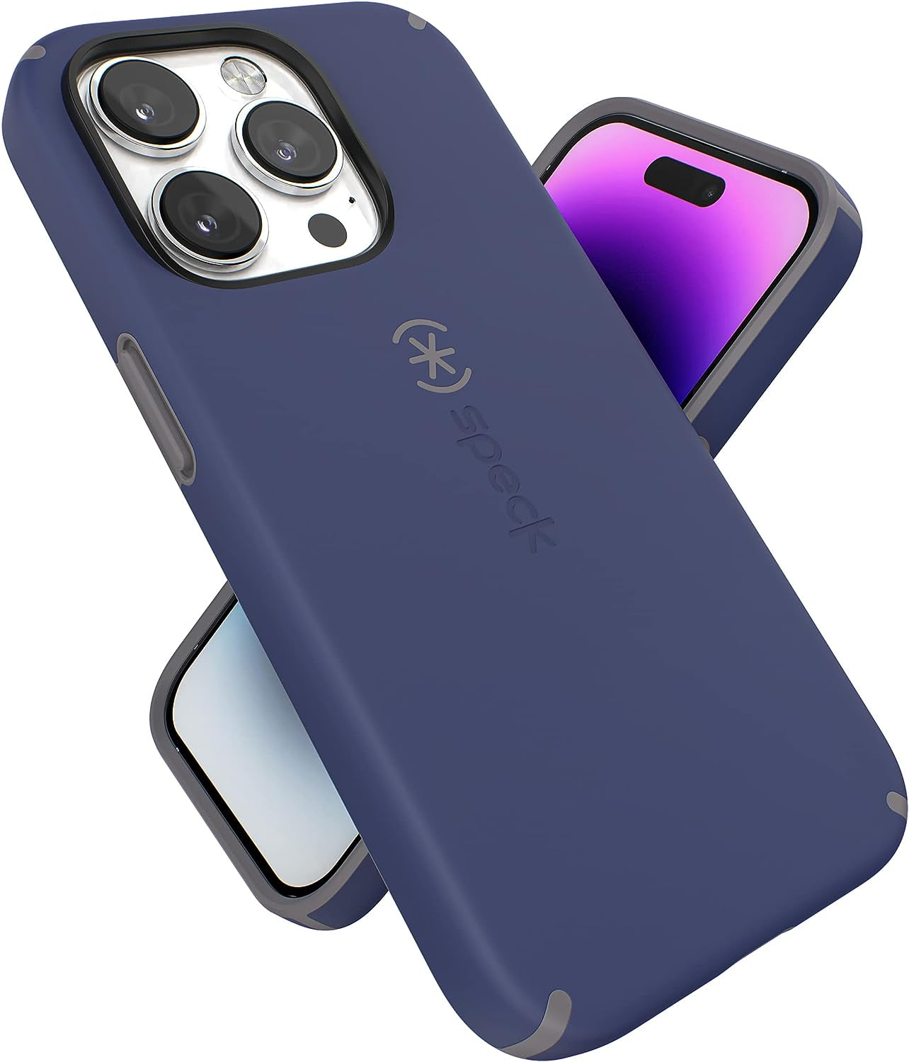 Speck Iphone 14 Pro Case - Slim Phone Case with Drop Protection, Scratch Resistant with Soft Touch for 6.1 Inch Iphone 14 Pro Case - Dual Layer Case, Digital Pink/Energy Red Candyshell Pro  Speck Products Prussian Blue/Cloudy Grey  