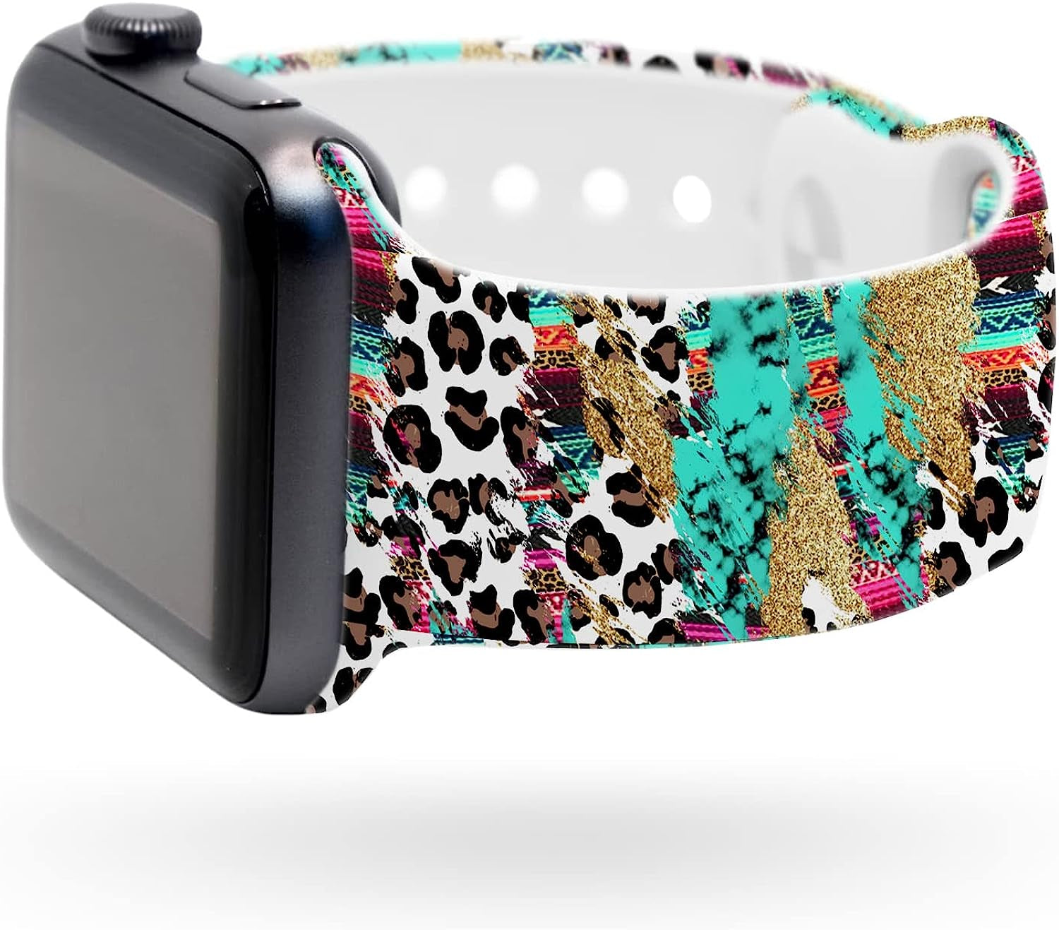 Lux Bands Printed Watch Band - Apple SE Watch Band with Silicone Strap - Smart Watch Band with Stainless Steel Buckle - Adjustable Iwatch Band - Apple Wristbands for Iwatch Series 8-1 SE  Lux Bands   