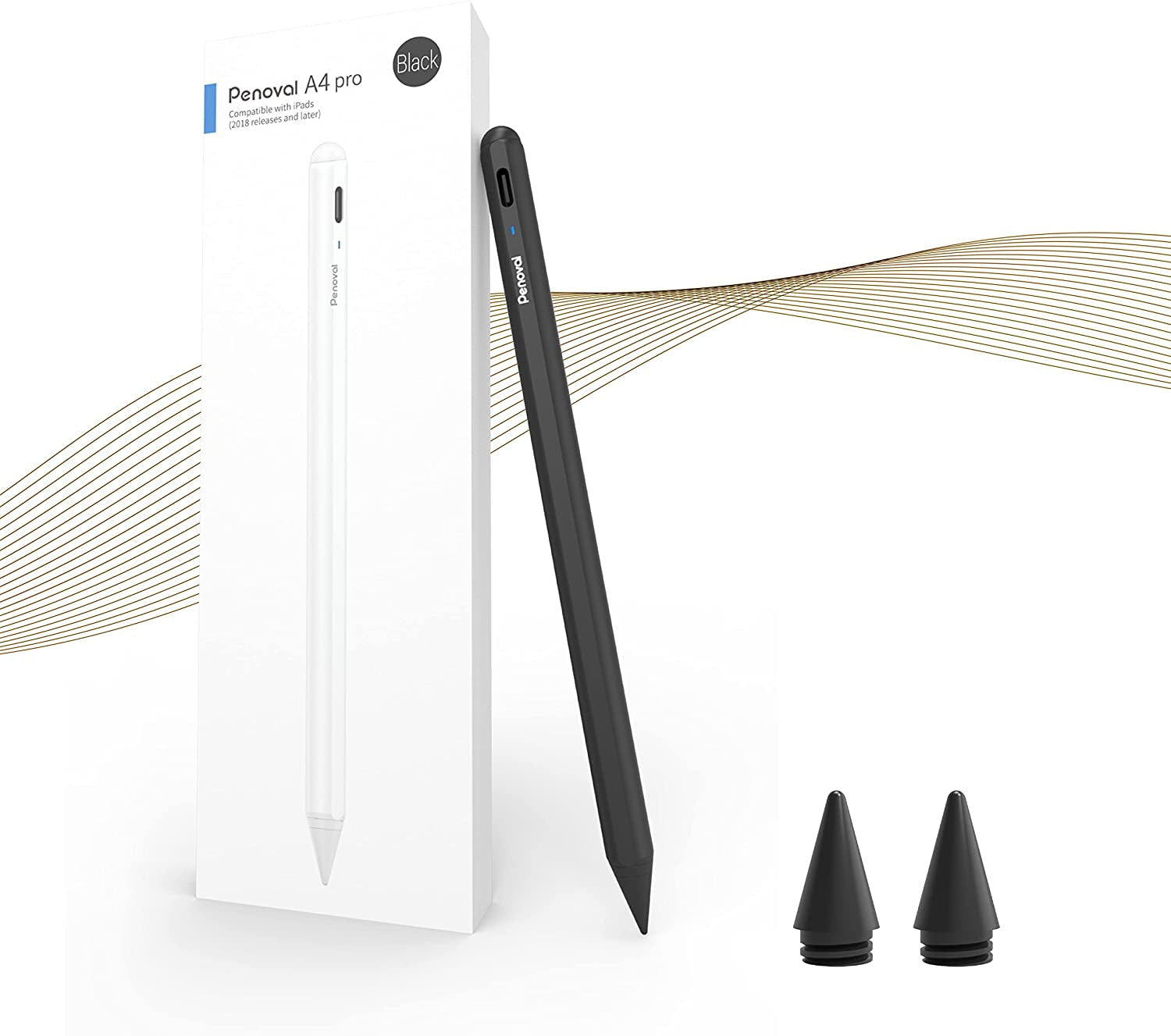 Penoval Silicone Pencil Nib/Tip Protector Cover Cap for Drawing Noiseless Compatible with Apple Pencil 1St/2Nd, Penoval Ipad Stylus Replacement Non-Slip Writing Nib/Tip Protector (8 Pcs Mixed Color)  Penoval A4 Pro B  