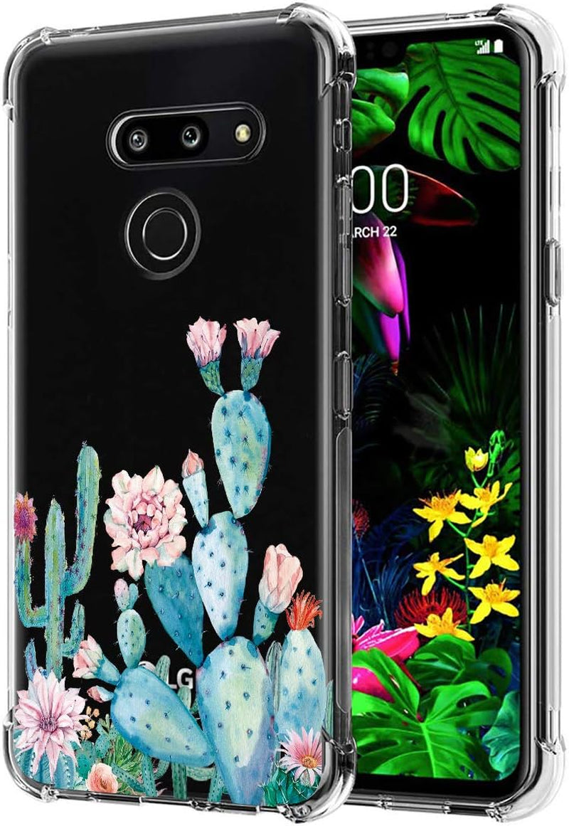 Sidande for LG G8 Thinq Case (2019), Shockproof Clear Floral Soft Flexible TPU Slim Protective Phone Case Cover for LG G8 Thinq (2019) (Mandala)  Sidande Cactus  