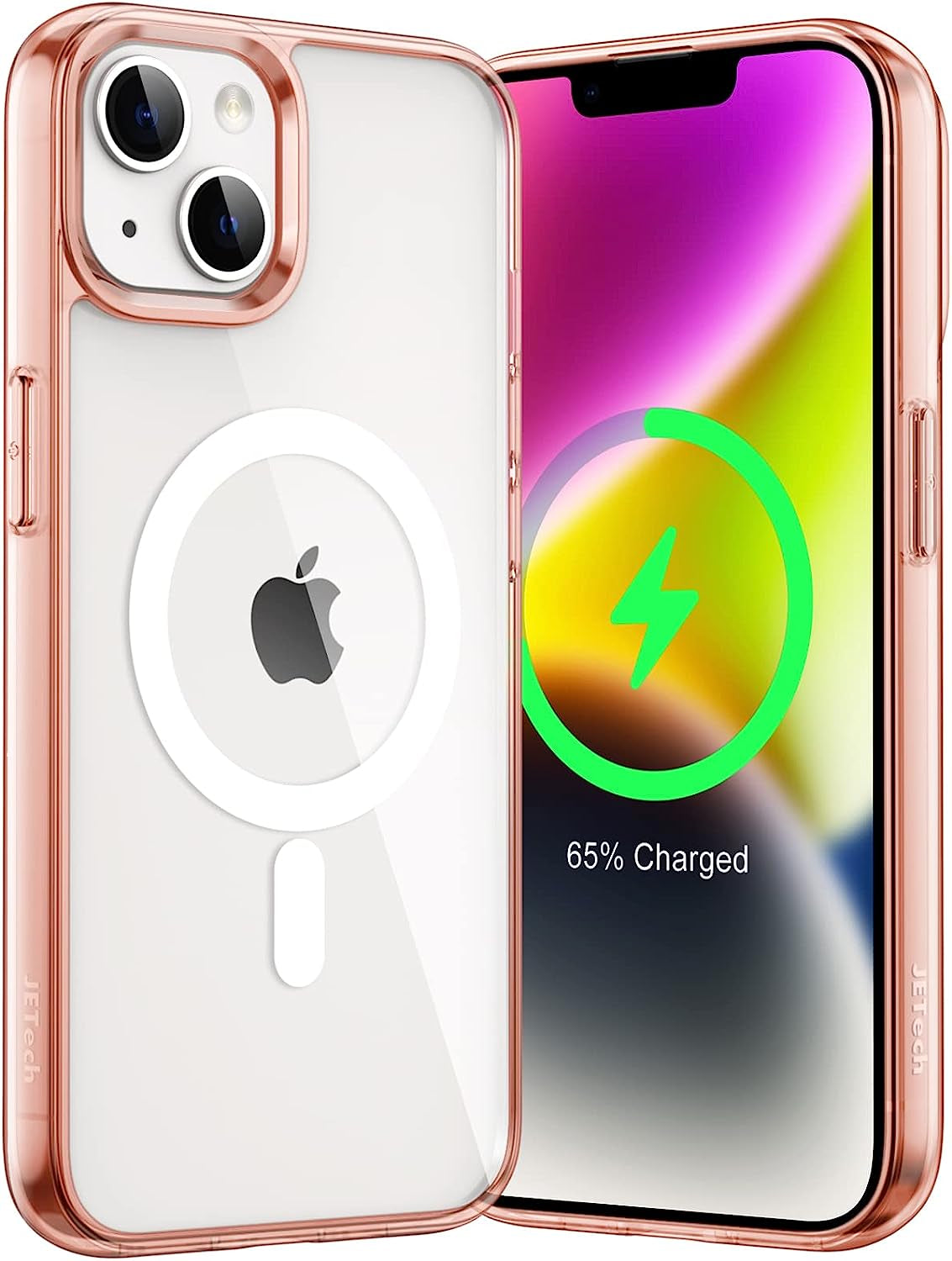 Jetech Magnetic Case for Iphone 14 plus 6.7-Inch Compatible with Magsafe Wireless Charging, Shockproof Phone Bumper Cover, Anti-Scratch Clear Back (Black)  JETech Rose Gold  