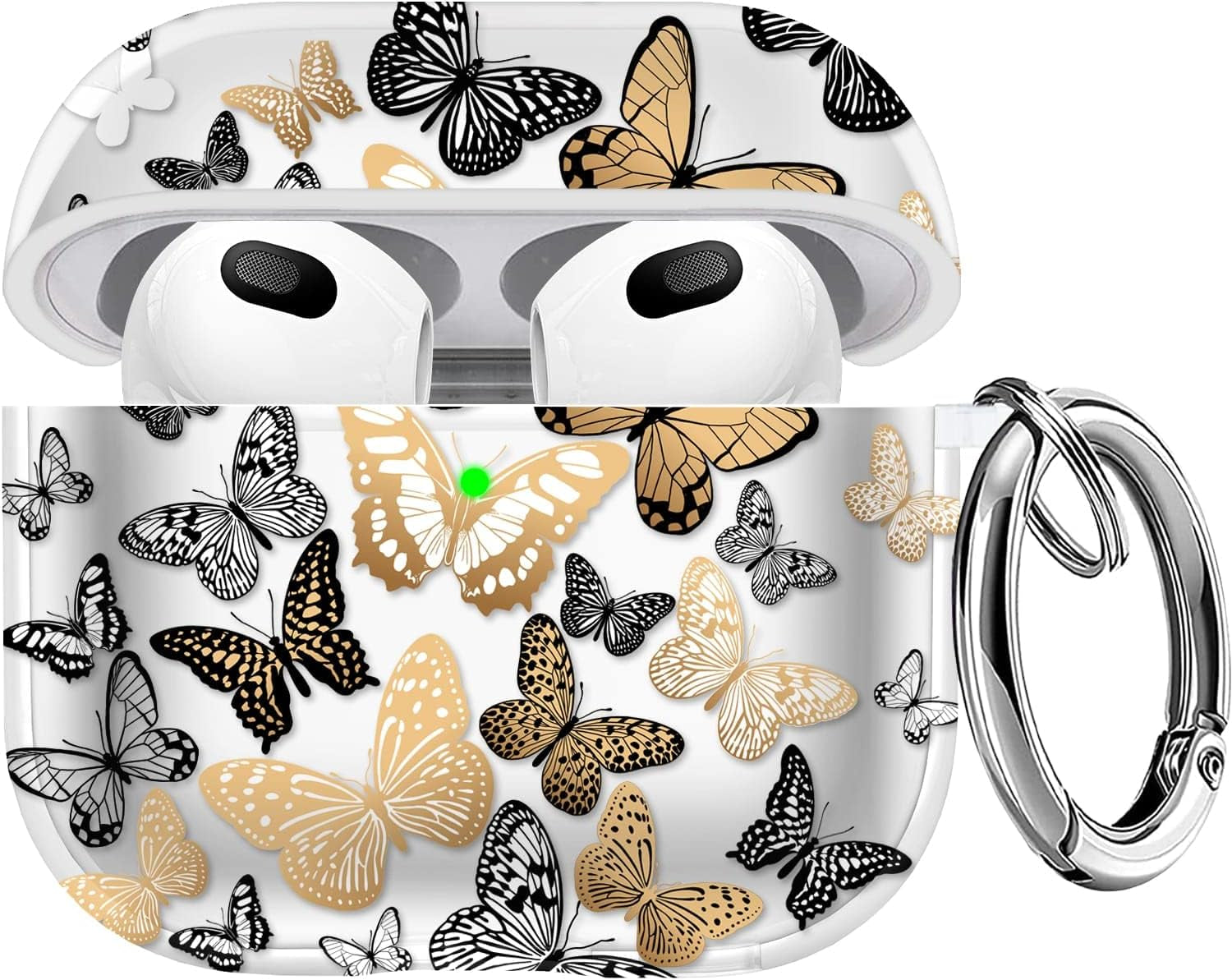 Youskin Airpod Pro Case Secure Lock Clip Case,Carbon Fiber Military Armor Series Full-Body Rugged Hard Shell Airpod Pro Case for Men Women with Keychain，Blue Camo  Youskin Golden Butterfly  