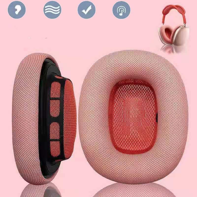 Earpads for Appple Airpods Max Ear Cushions Replacement Mesh Fabric Ear Pad Cushion for Airpod Max Headphone with Mesh Fabric Memory Foam and Magnet (Pink)  wjiaw hardware and plastic factory   