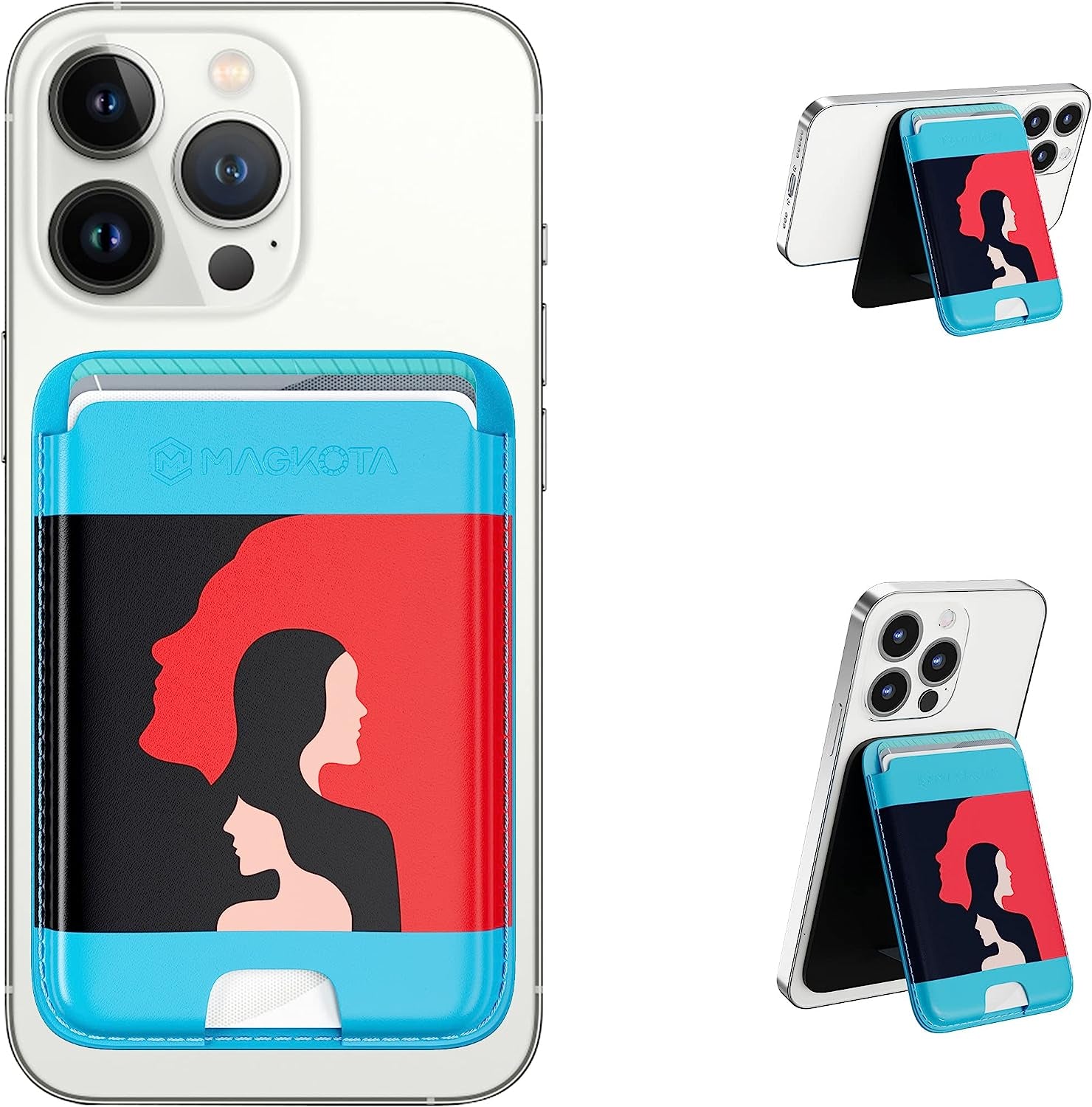 MAGKOTA Magsafe Wallet Stand Compatible with Iphone 14 Pro Max/14 Pro/14 Plus/14/Iphone 13 Pro Max/13 Pro/13/Iphone 12 Pro Max/12 Pro/12,Iphone Leather Wallet with Magnetic Stand, Max 3 Cards  MAGKOTA Woman Art  