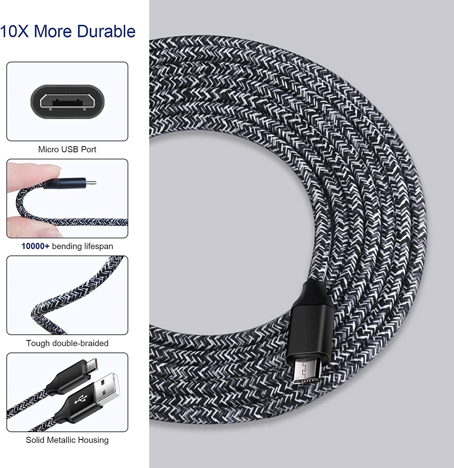 Micro USB Charger,Android Fast Charger,Quick Charger 3.0 USB Fast Wall Charger Plug Micro USB Cable for Motorola Moto E E5 E4 Plus/Play,E5 Supra,G5 G5S G4 Plus/Play,G6 Play/Forge,Moto Droid Turbo 2  Shenzhen Putuo Technology Co., Ltd   