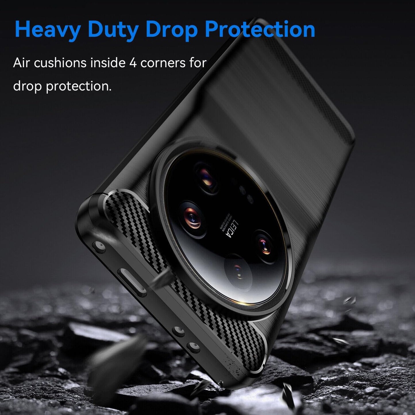 Toppix Compatible with Xiaomi 13 Ultra Case, Soft TPU Bumper Flexible [Shock Absorption] [Carbon Fiber Texture] Protective Cover for Xiaomi 13 Ultra (Black)  Toppix   