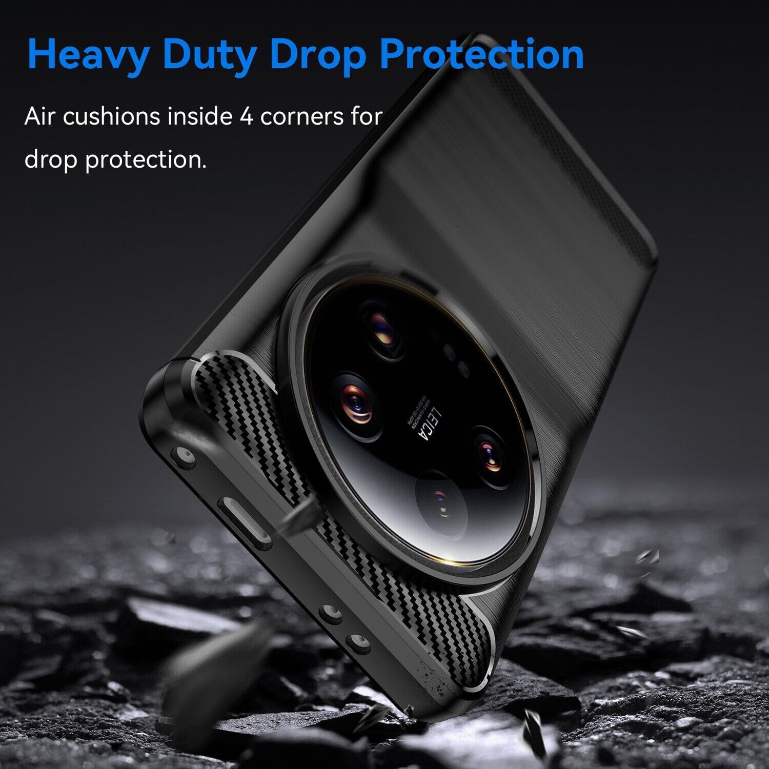 Toppix Compatible with Xiaomi 13 Ultra Case, Soft TPU Bumper Flexible [Shock Absorption] [Carbon Fiber Texture] Protective Cover for Xiaomi 13 Ultra (Black)  Toppix   