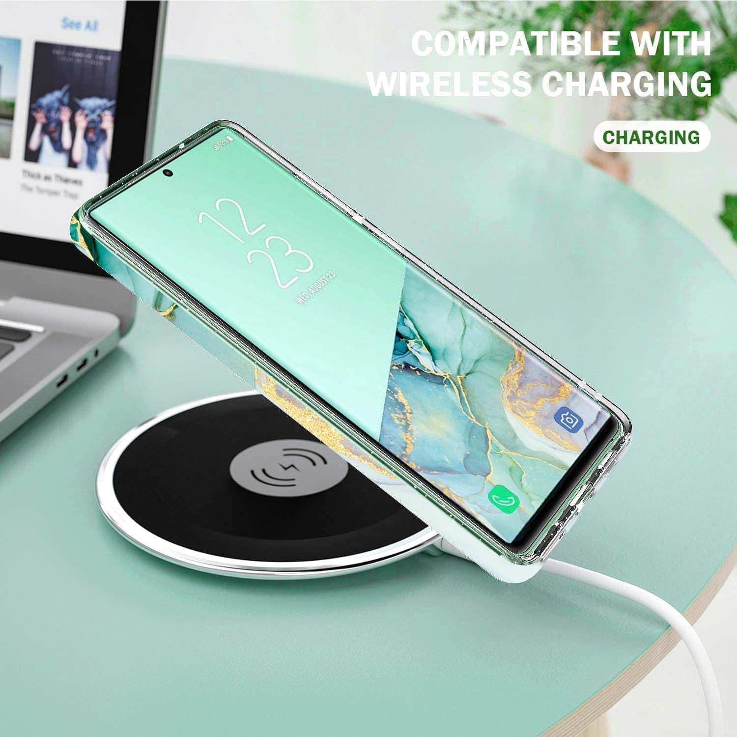 Luolnh Galaxy S22 plus Case,Samsung Galaxy S22 plus Case Marble Brilliant Cute Design Shockproof Soft Silicone Rubber TPU Bumper Cover Skin Phone Case for Samsung S22+ 5G-Abstract Mint  LUOLNH   