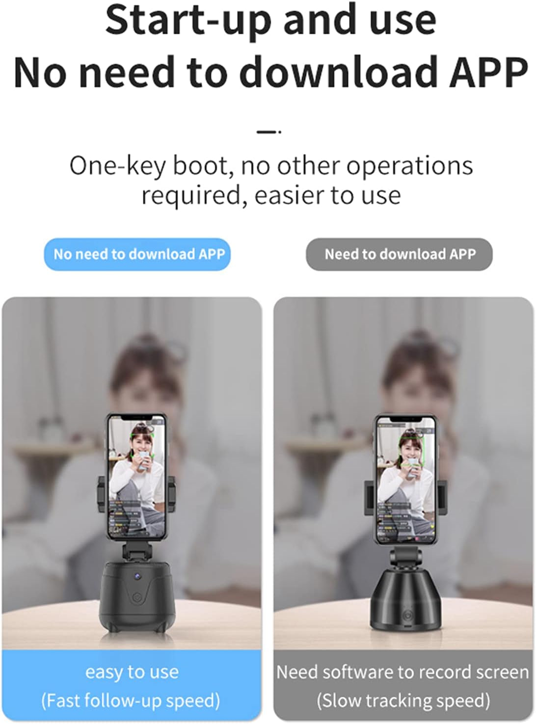 Dsfen Smart Tracking Phone Holder 360° Rotation Auto Face Tracking Cell Phone Tripod Stand Gimbal No App Battery Operated for Video Shooting Live Streaming Vlog Selfie  dsfen   