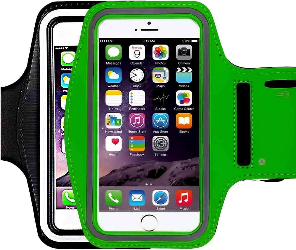[1 Pack]Water Resistant Sports Armband Casehq for Iphone 7/7 Plus, 6/6S plus (5.5-Inch), Galaxy S6/S7 Edge, Y Note 5, with Key Holder/ Flap High Visibility Night Reflective Running Exercise Armband  CaseHQ armband black+green 5.7 2Pack  