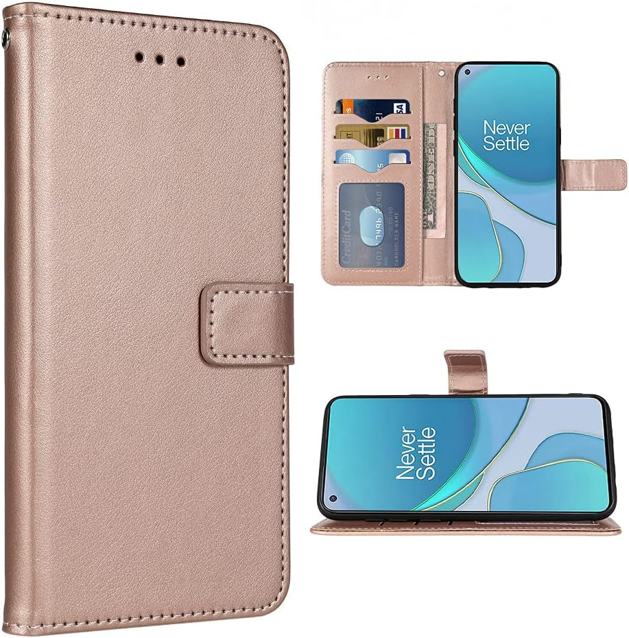 FDCWTSH Compatible with Oneplus 8T Oneplus8T plus 5G Wallet Case Wrist Strap Lanyard Flip Cover Card Holder Cell Phone Cases for One Plus8T on 1 plus 8Tplus 1Plus 8T+ One+ 1+ 1+8T Pro G5 Black  FDCWTSH Rose Gold  