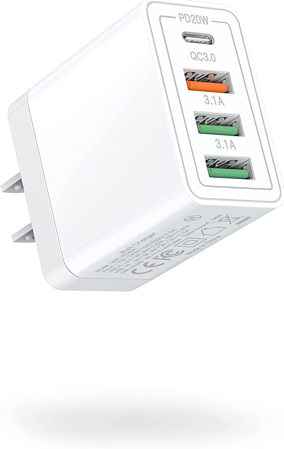 2Pack USB Wall Charger, 40W 4-Port Fast Charger Block, Multiport USB Cube Power Adapter Charging Brick Plug for Iphone 11 12 13 14 Pro Max XR Xs Max 8 7 6,Samsung,Lg,Google Pixel,Moto(White)  LCGENS Silver  