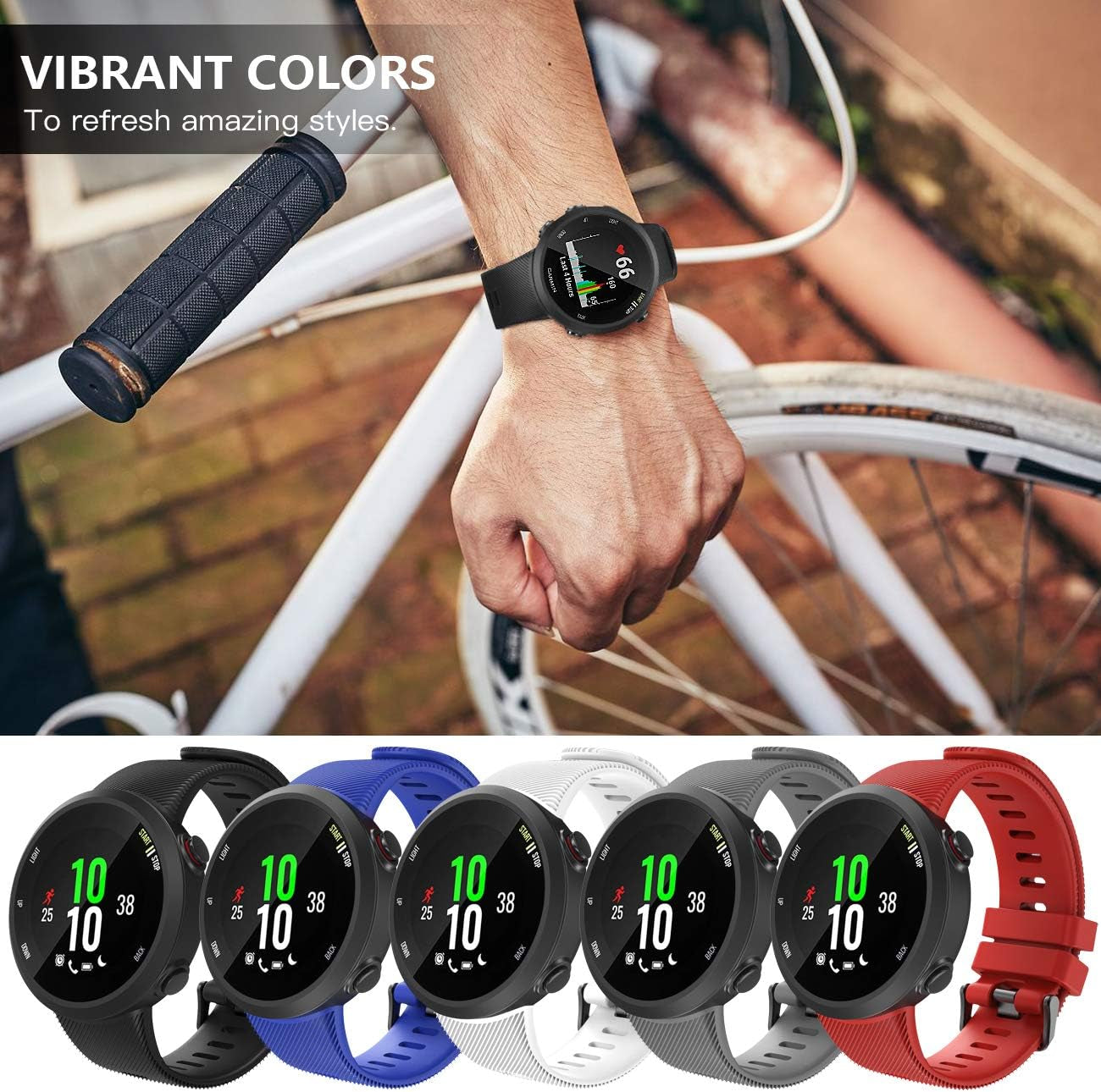 Timovo Band Compatible with Garmin Forerunner 45, Soft Silicone Band Adjustable Replacement Watch Strap Fit Garmin Forerunner 45 - Black  TiMOVO   