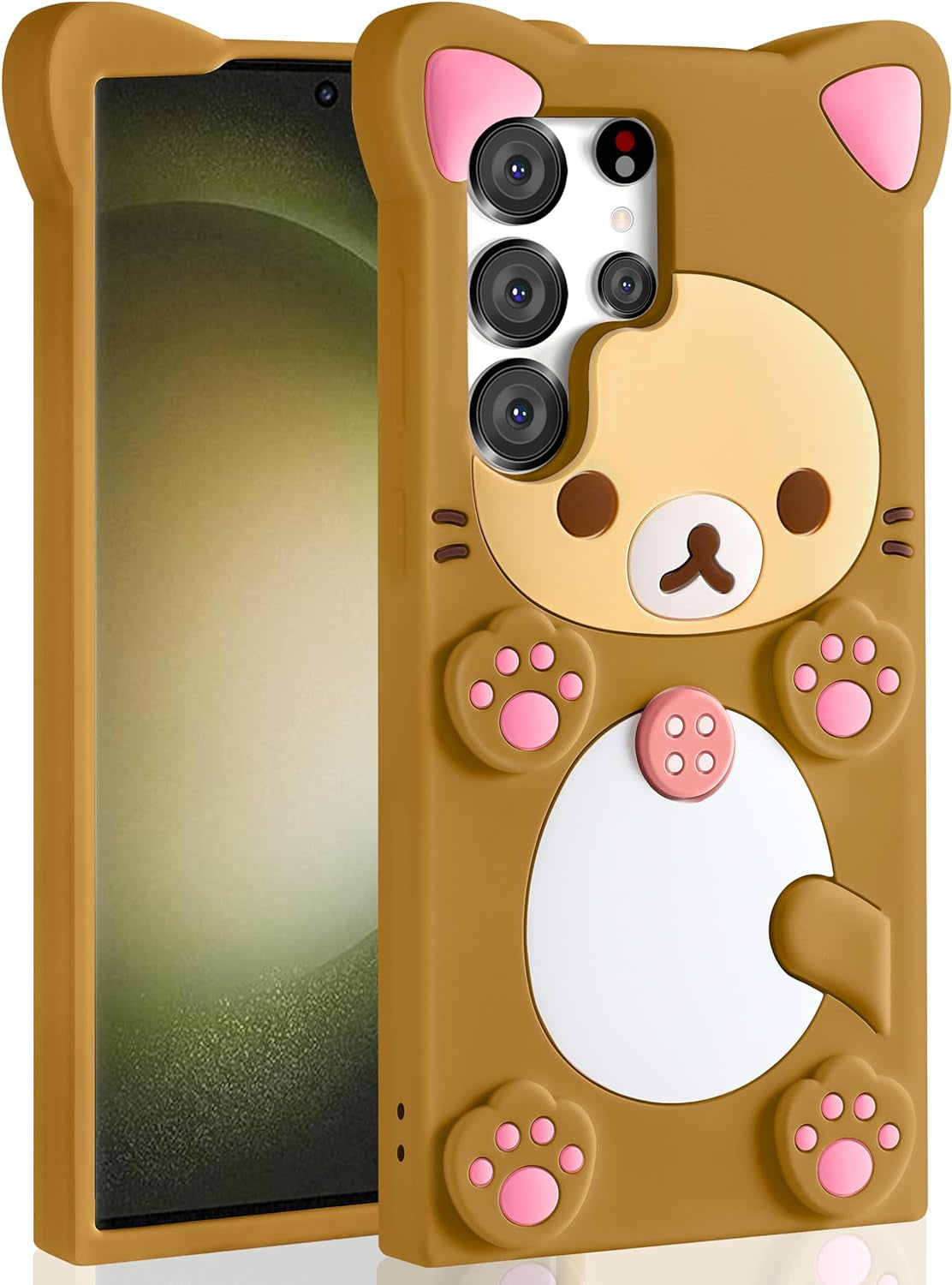 Stsnano Kawaii for Note 20 Ultra Case 3D Cute Cartoon Bear Phone Cases Fashion Cool Fun Funny Bear Soft TPU Covers for Samsung Galaxy Note 20 Ultra 5G 6.9" Silicone Cover for Women Girls Kids PK  STSNano Brown For Samsung Galaxy S22 Ultra 