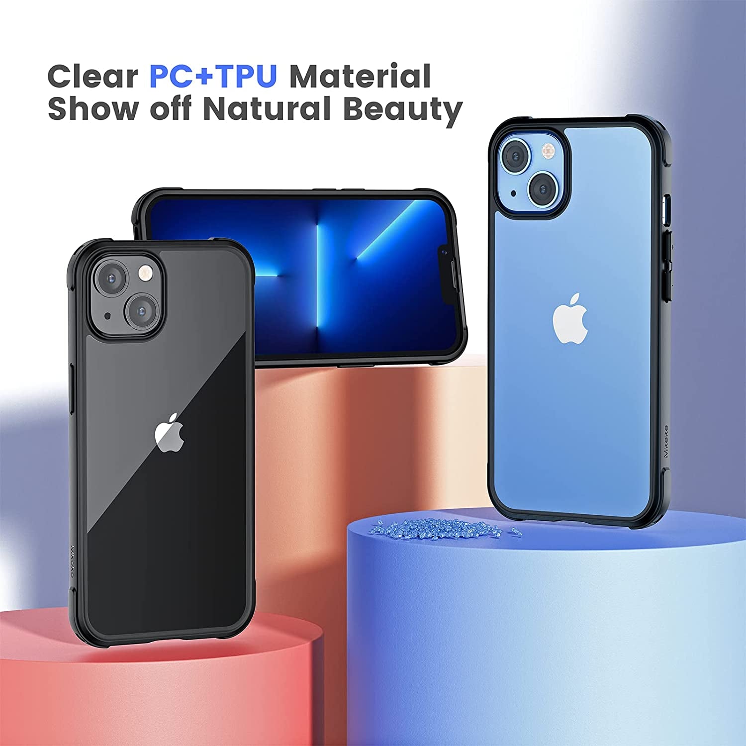 Mkeke Compatible for Iphone 14 Case for Iphone 13 Case Black, Not Yellowing Shockproof 13/14 Phone Black Case with Bumper Slim Fit for Iphone 13/14  Mkeke   