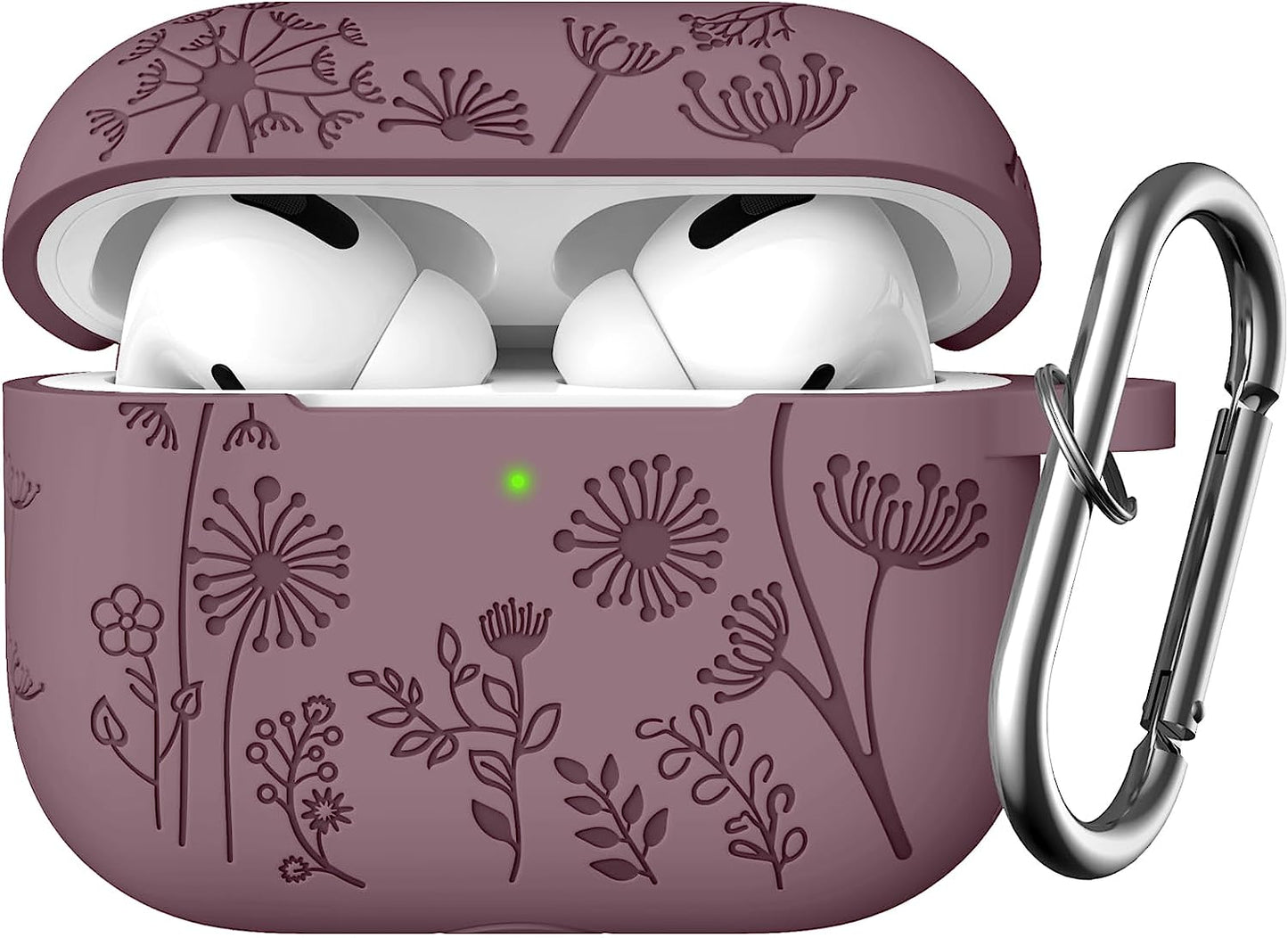 Lerobo Flower Engraved Case Compatible with Airpods Pro 2 Case Cover, Cute Soft Silicone Skin Cover Full Protective Case for Apple Airpods Pro Case 2Nd/1St Generation Front LED Visible, Lilac  Lerobo C-Smokey Mauve  