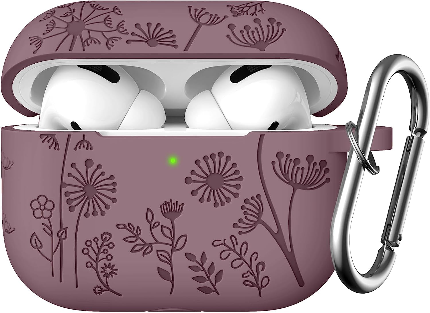 Lerobo Flower Engraved Case Compatible with Airpods Pro 2 Case Cover, Cute Soft Silicone Skin Cover Full Protective Case for Apple Airpods Pro Case 2Nd/1St Generation Front LED Visible, Lilac  Lerobo C-Smokey Mauve  
