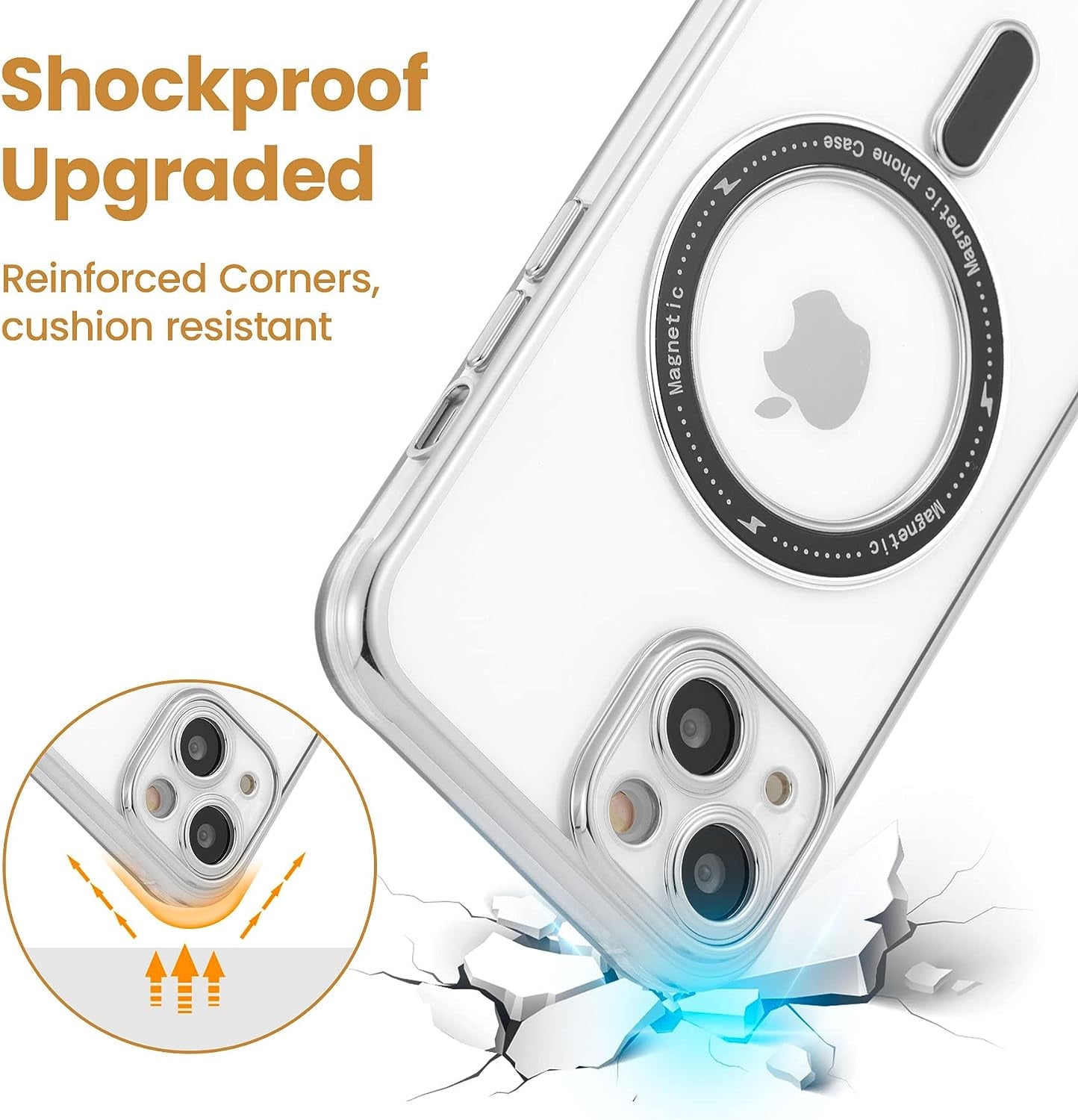 ZCDAYE Magnetic Clear Case for Iphone 13, [Compatible with Magsafe] [Lens Protector] Crossbody Adjustable Neck Lanyard Phone Case Premium TPU Shockproof Cover for Iphone 13(6.1 Inches) - Sliver  ZCDAYE   