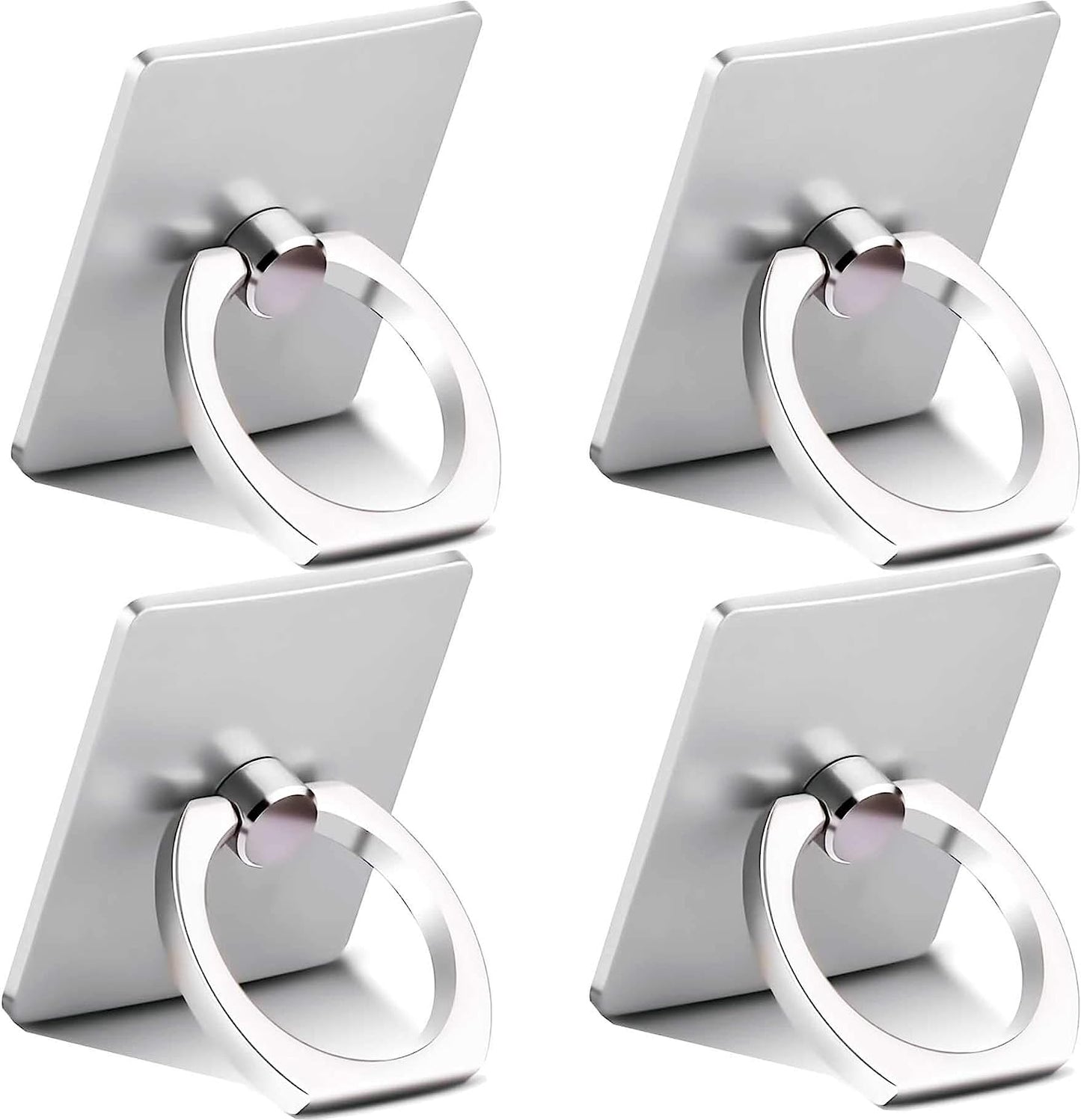 Finger Ring Stand, 360 Rotary Cell Phone Holder Finger Loop Grip Mount Universal Smartphone Kickstand,Ieugen Compatible with Iphone 14/Iphone 13/Galaxy S23/Galaxy S22/Galaxy  iEugen silver 4pack  