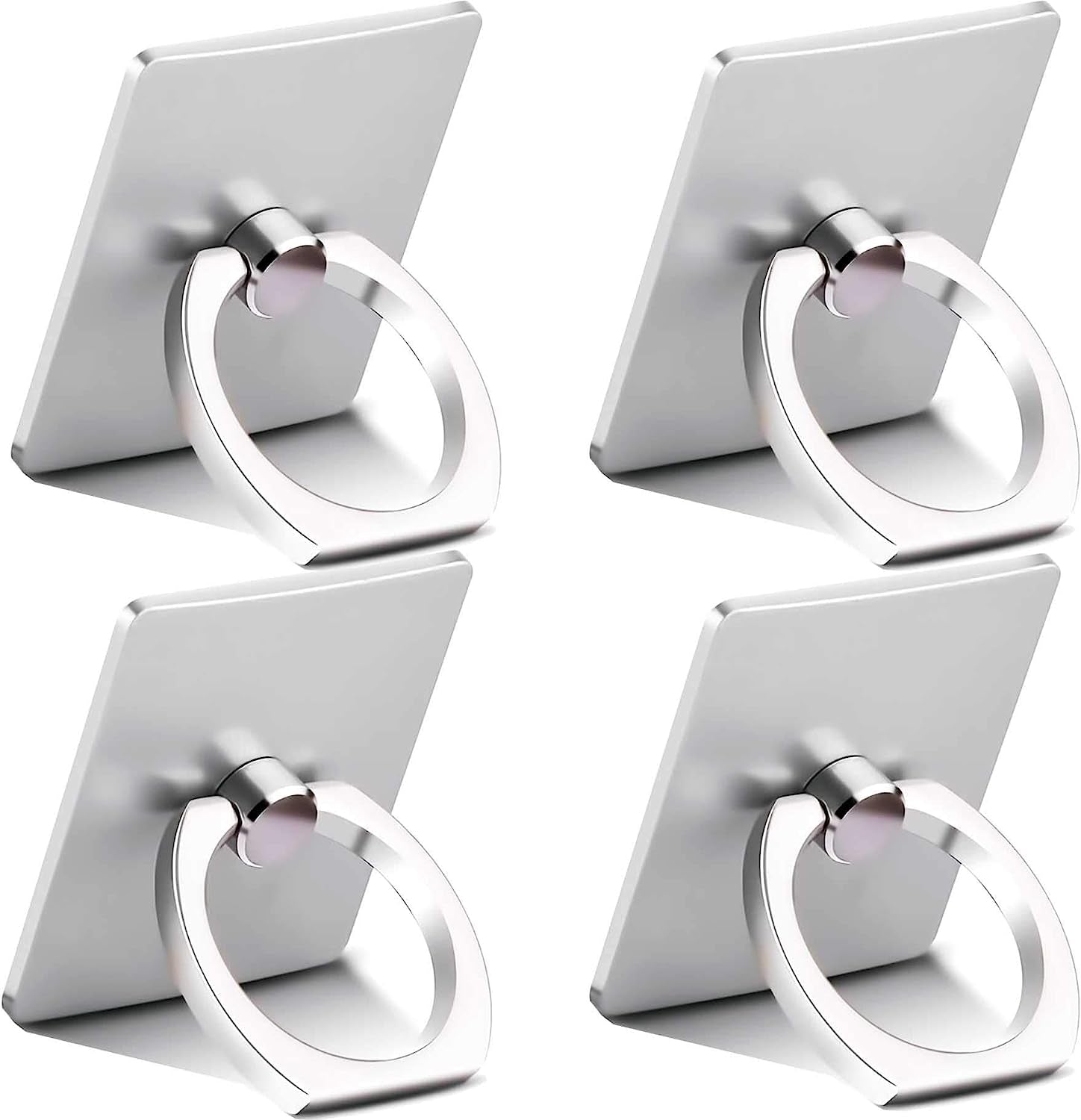 Finger Ring Stand, 360 Rotary Cell Phone Holder Finger Loop Grip Mount Universal Smartphone Kickstand,Ieugen Compatible with Iphone 14/Iphone 13/Galaxy S23/Galaxy S22/Galaxy  iEugen silver 4pack  