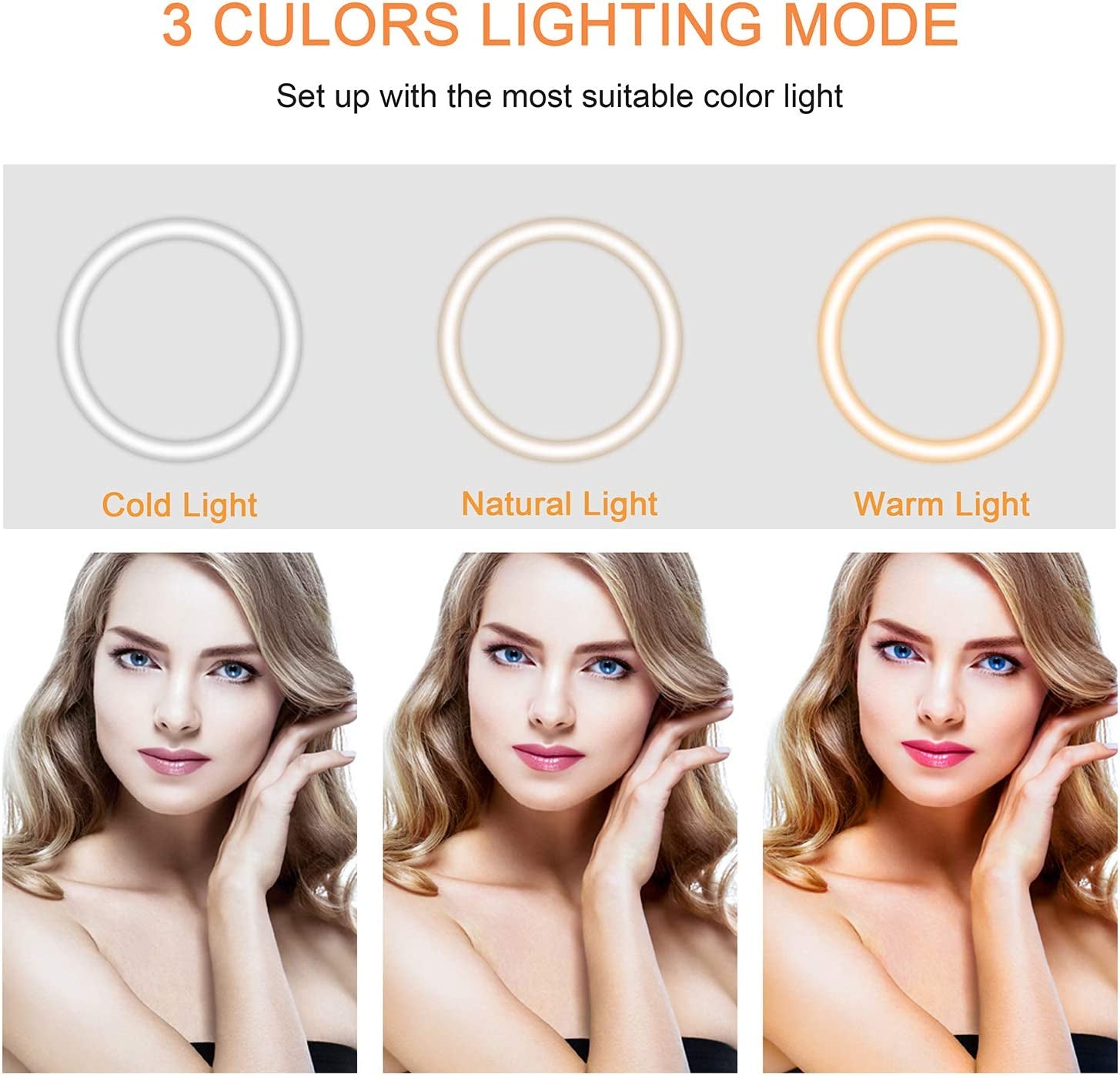 LED Ring Light 10" with Tripod Stand & Phone Holder - Dimmable Desk Makeup Ring Light for Youtube Video Live Stream Makeup Photography, USB Powered with 3 Light Modes & 10 Brightnes  CloudMi   