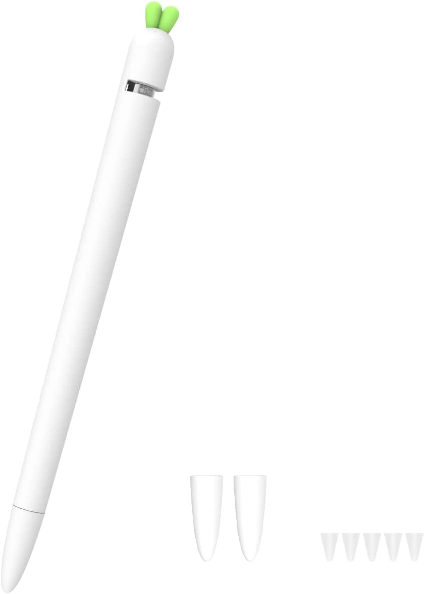 Love Mei for Apple Pencil Silicone Holder Sleeve for 2Nd Generation Protective Skin Cover Magnetic Case and Nib Cover Non-Slip Smooth Grip Cute Carrot Accessories for Ipad Pro  LOVE MEI 1st White  
