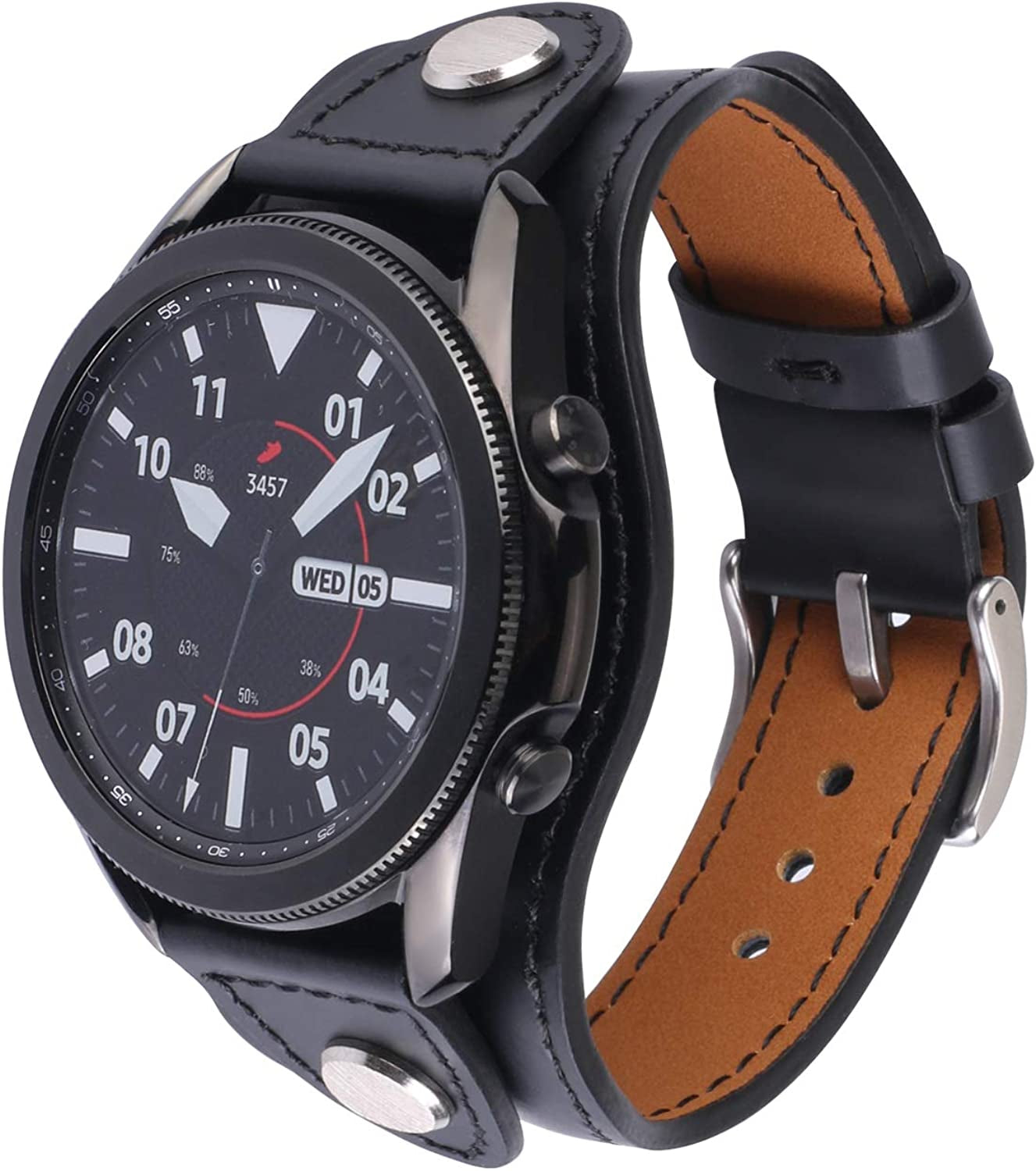 KONAFEI Compatible with Samsung Galaxy Watch 3 45Mm/Gear S3 Frontier/Classic/Galaxy Watch 46Mm Band, 22Mm Genuine Leather Vintage Cuff Bracelets for Men Women  KONAFEI   