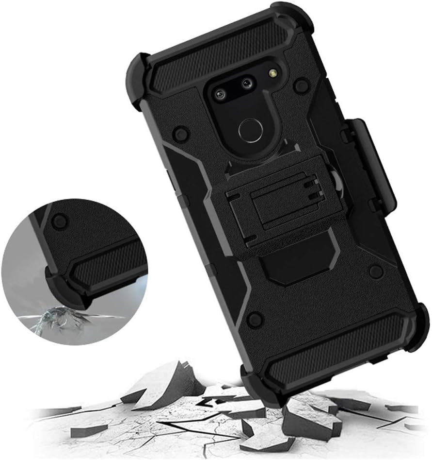 LG G8 Thinq Case, LG G8 Case, with Screen Protector Belt Clip Holster Built-In Kickstand, Telegaming Shock Absorption Heavy Duty Hybrid Amor Phone Case for LG G8 Thinq/Lg G8  Ivy   