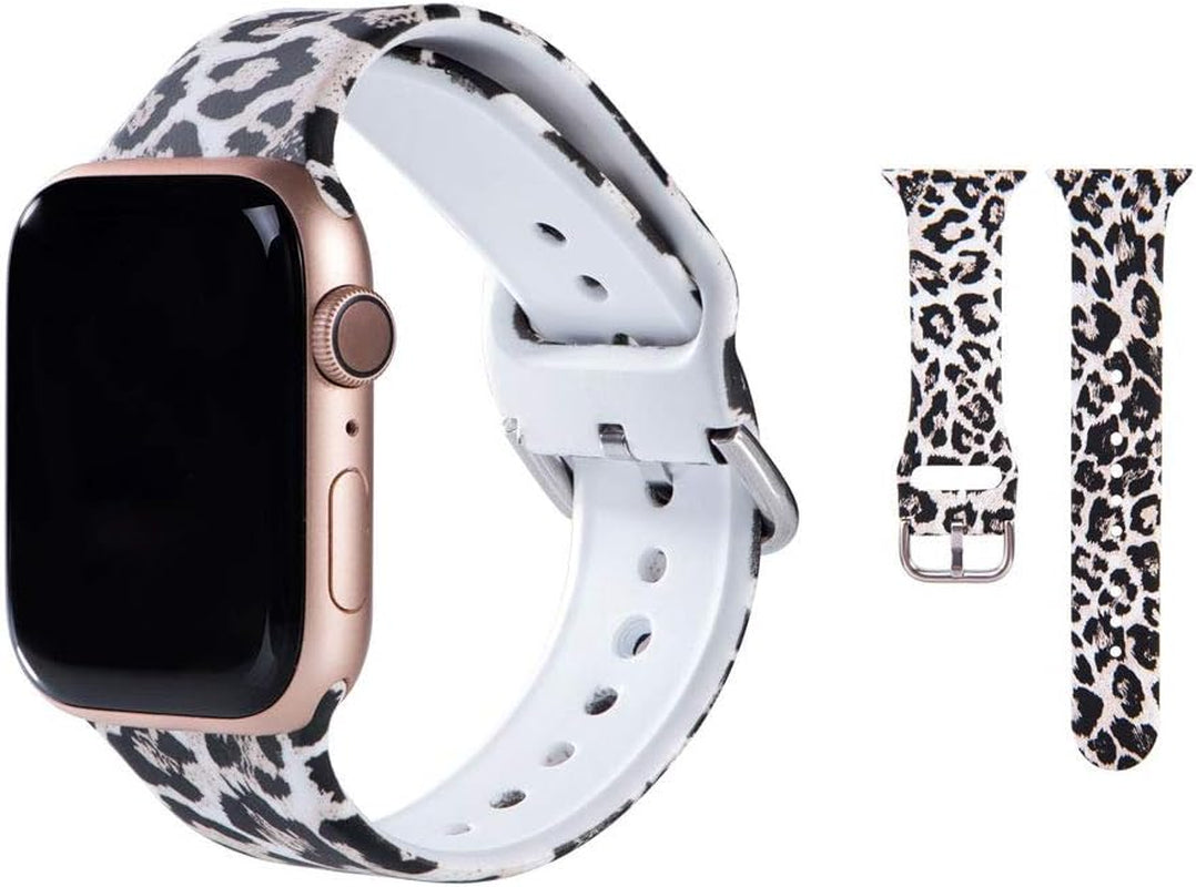 Hi-Yoohere Elegent Bands Compatible Wth Apple Watch 42Mm 44Mm 45Mm, Character Cool Skull Print Soft TPU Wristband Strap for Girls Women Iwatch SE & Series 7/6/5/4/3/2/1  Hi-Yoohere Leopard 38mm/40mm/41mm 