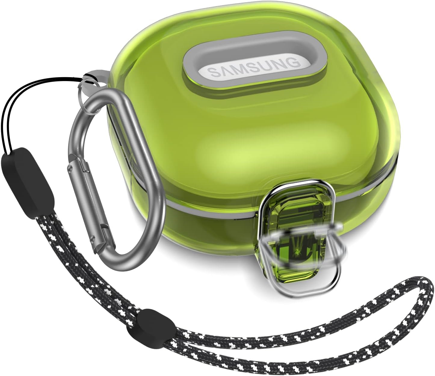 Upgrade Lock Case for Samsung Galaxy Buds2 Pro Case(2022)/Galaxy Buds2 Case(2021)/Galaxy Buds Live Case(2020)/ Galaxy Buds Pro Case(2021),Hard Shell Protective Cover with Lanyard/Keychain-Clear Yellow  AIBEAMER   