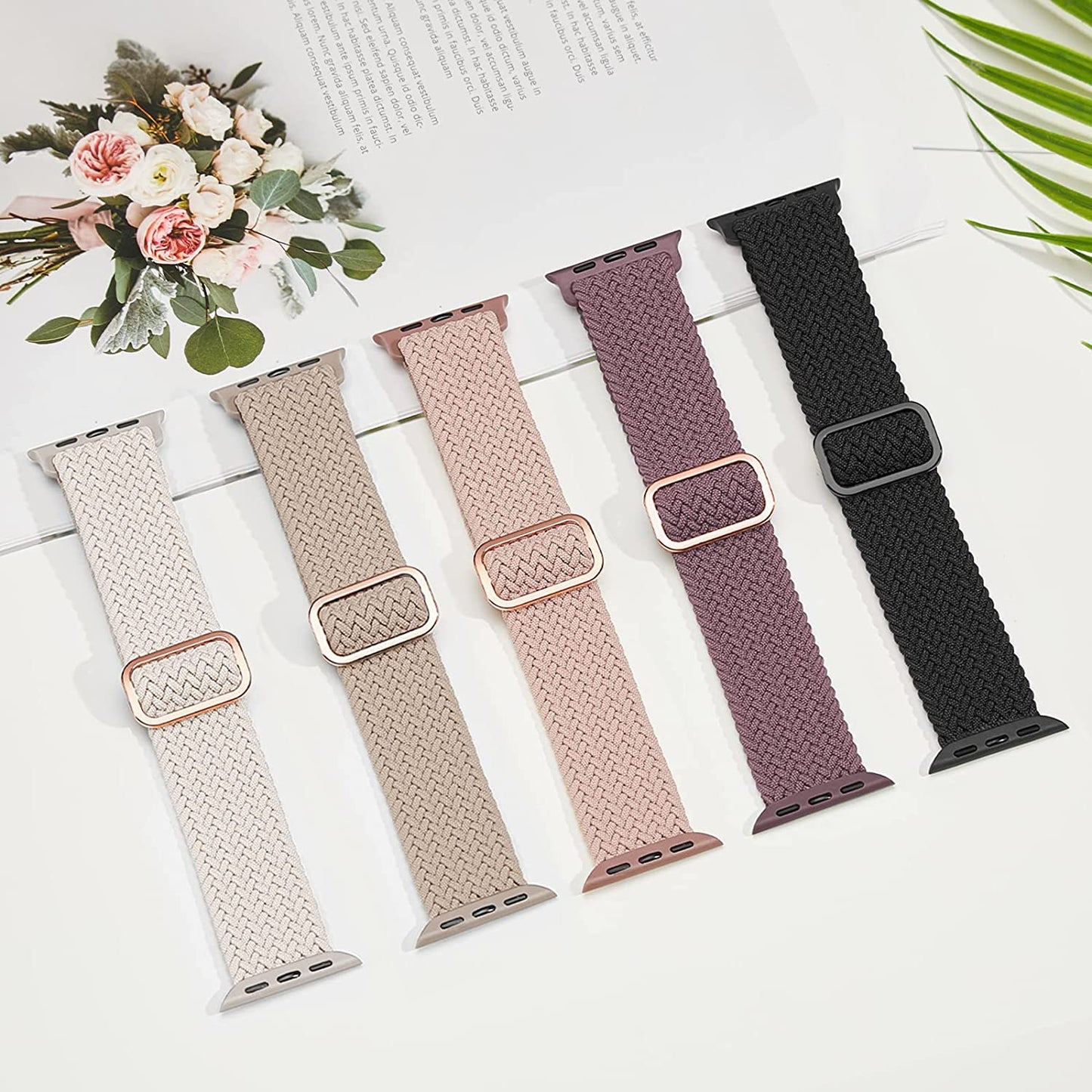 Braided Solo Loop Compatible with Apple Watch Band 38Mm 40Mm 41Mm 42Mm 44Mm 45Mm 49Mm, Women Men Nylon Stretchy Bands Adjustable Elastic Sport Straps for Iwatch Ultra Series 8 7 6 5 4 3 2 1 SE, 5 Pack  Butifacion   