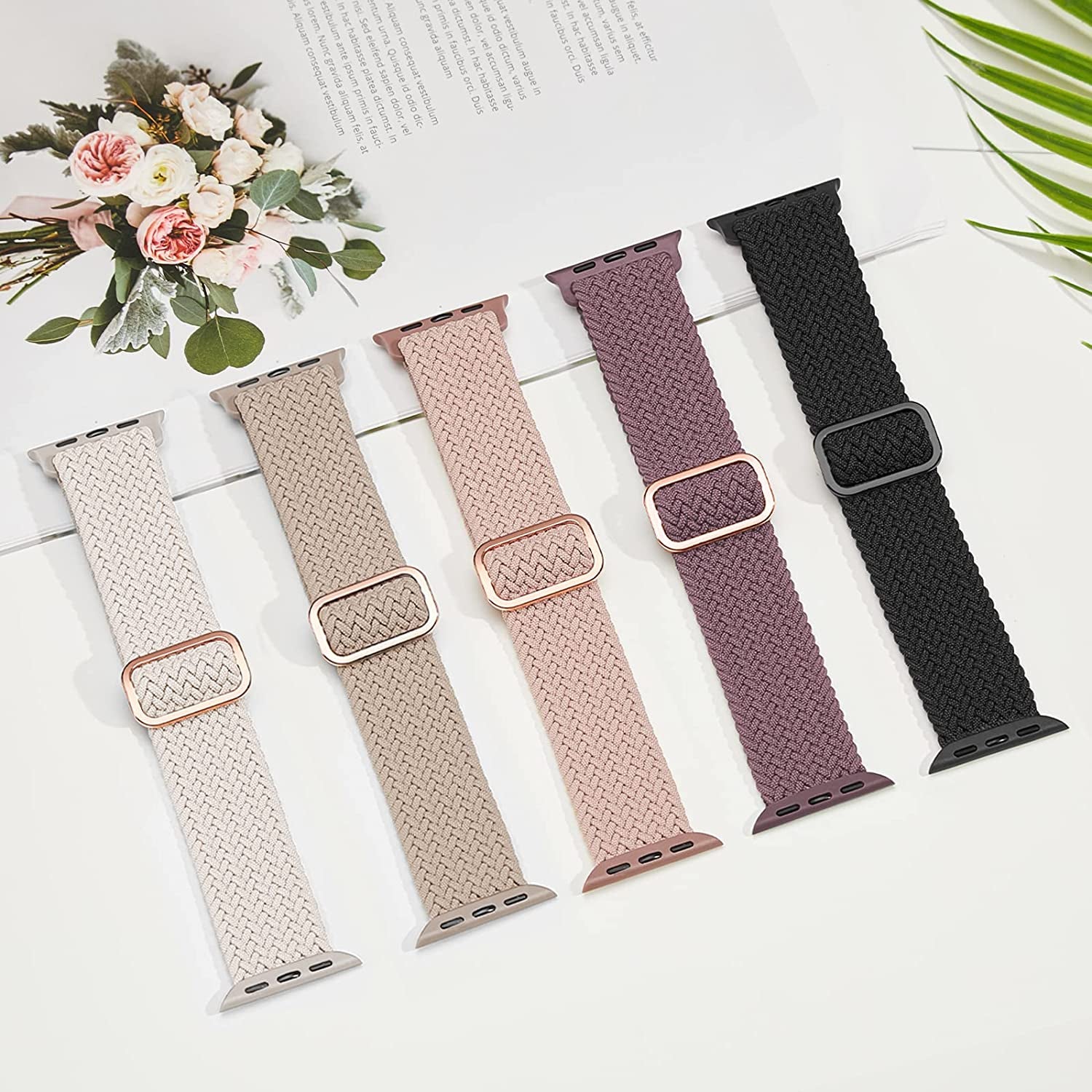 Braided Solo Loop Compatible with Apple Watch Band 38Mm 40Mm 41Mm 42Mm 44Mm 45Mm 49Mm, Women Men Nylon Stretchy Bands Adjustable Elastic Sport Straps for Iwatch Ultra Series 8 7 6 5 4 3 2 1 SE, 5 Pack  Butifacion   