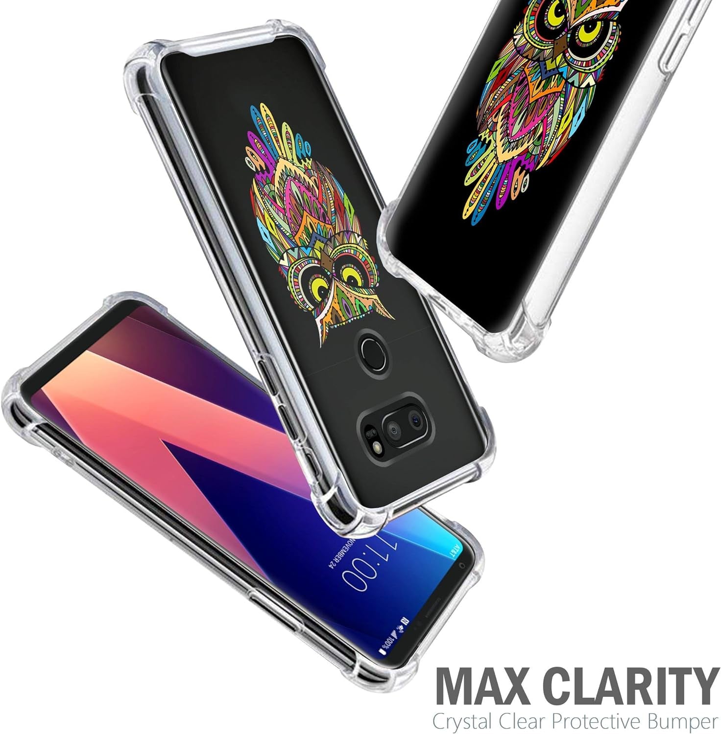 Casesondeck Case Compatible with [LG V30S Thinq and LG V30] Slim Precise Fit TPU Case, Scratch Protection Unique Design (Colorful Owl)  CasesonDeck   