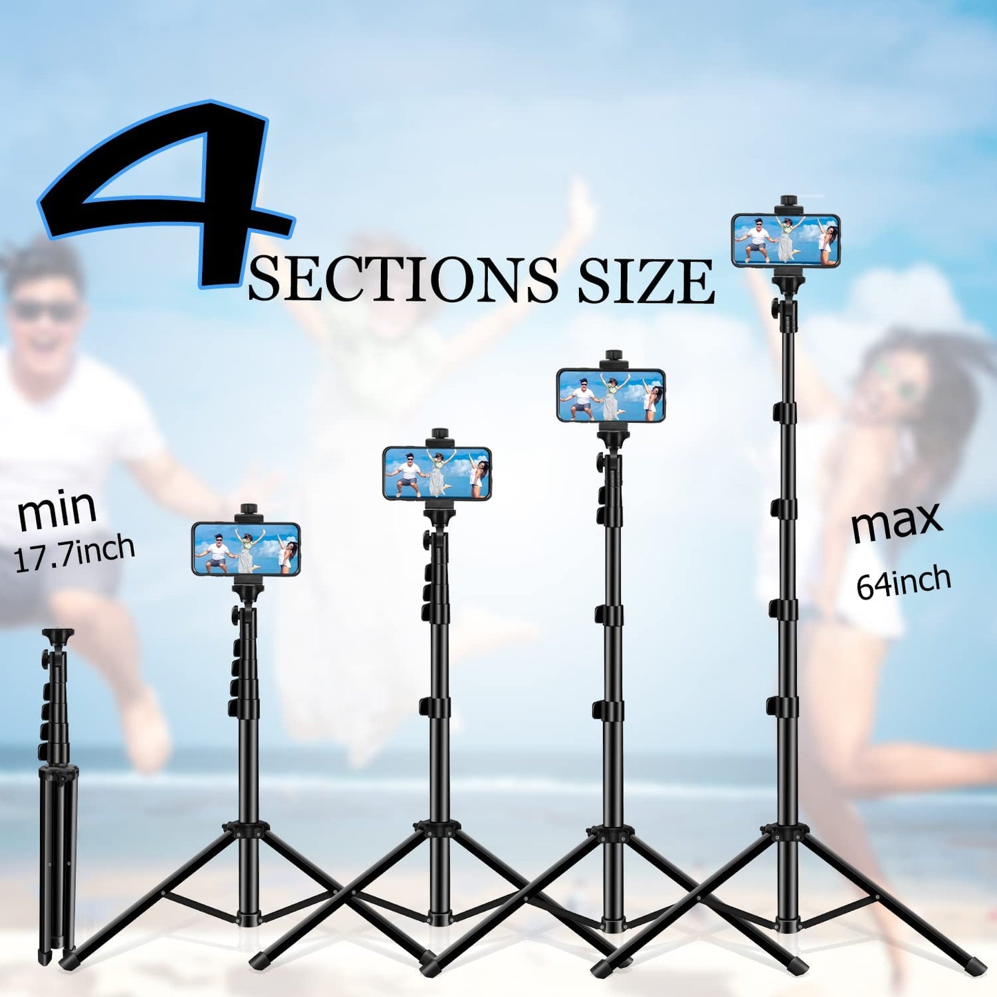 Selfie Stick Tripod, 64 Inch Extendable Tripod Stand Phone Tripod Camera Tripod Wireless Remote Shutter Compatible with Iphone 13 12 11 Pro Xs Max Xr,Android/Cameras  Alptoy   