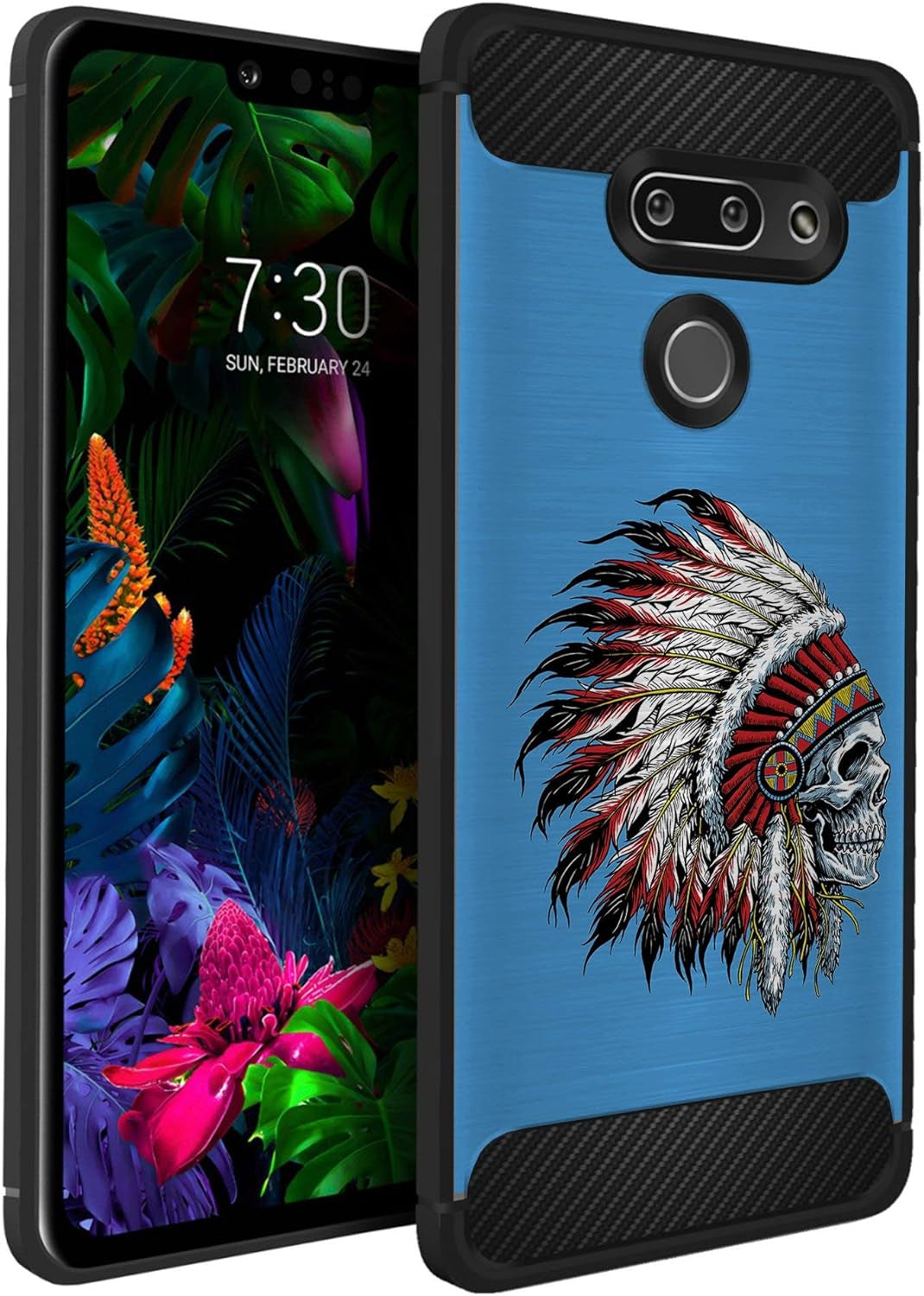Casesondeck Case Compatible with LG G8 Thinq/Lg G8, Slim Precise Fit TPU Case, Scratch Protection and Unique Design (Don’T Tread on Me)  CasesonDeck Blue Tribal Skull  