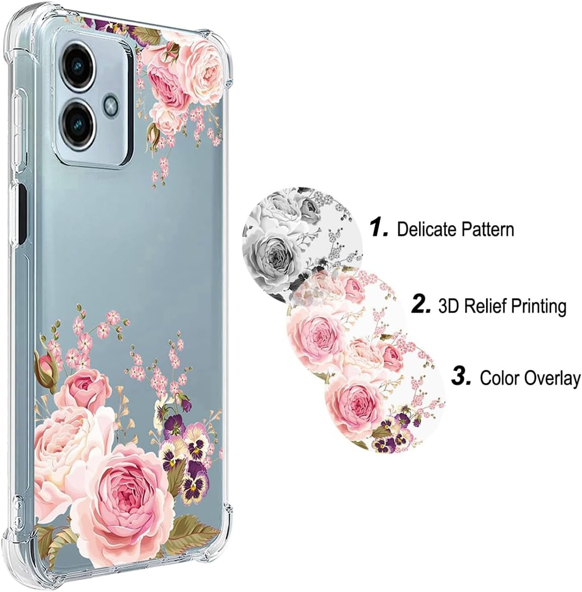 Ueokeird Phone Case for Redmi Note 12 5G Case, Poco X5 5G 22111317PG Case Girls Women, Slim Shockproof Clear Floral Pattern Soft Flexible TPU Protective Cover for Xiaomi Redmi Note 12 5G (Rose Flower)  Ueokeird   